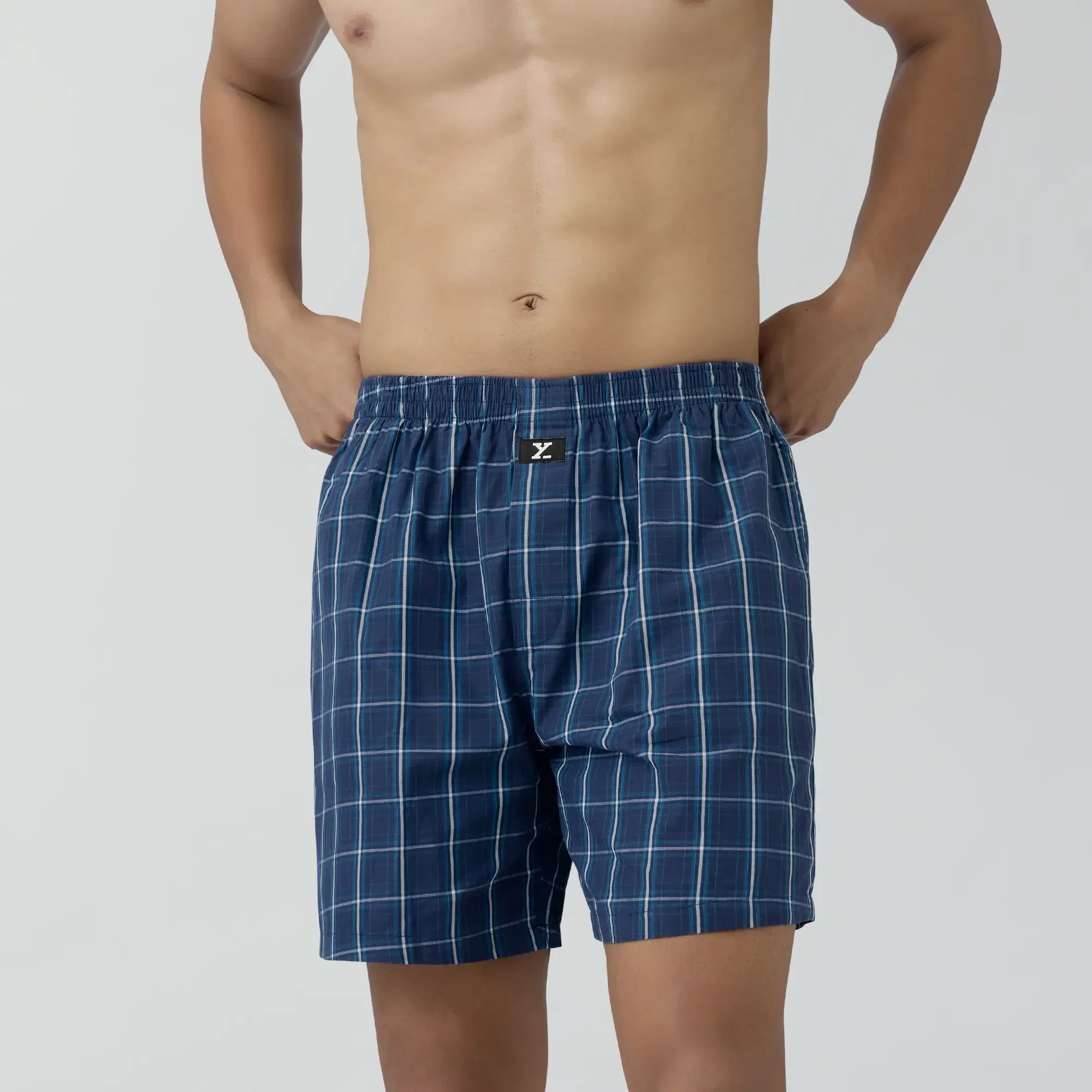 Checkmate Combed Cotton Boxer Shorts Vivid Blue - Image 3