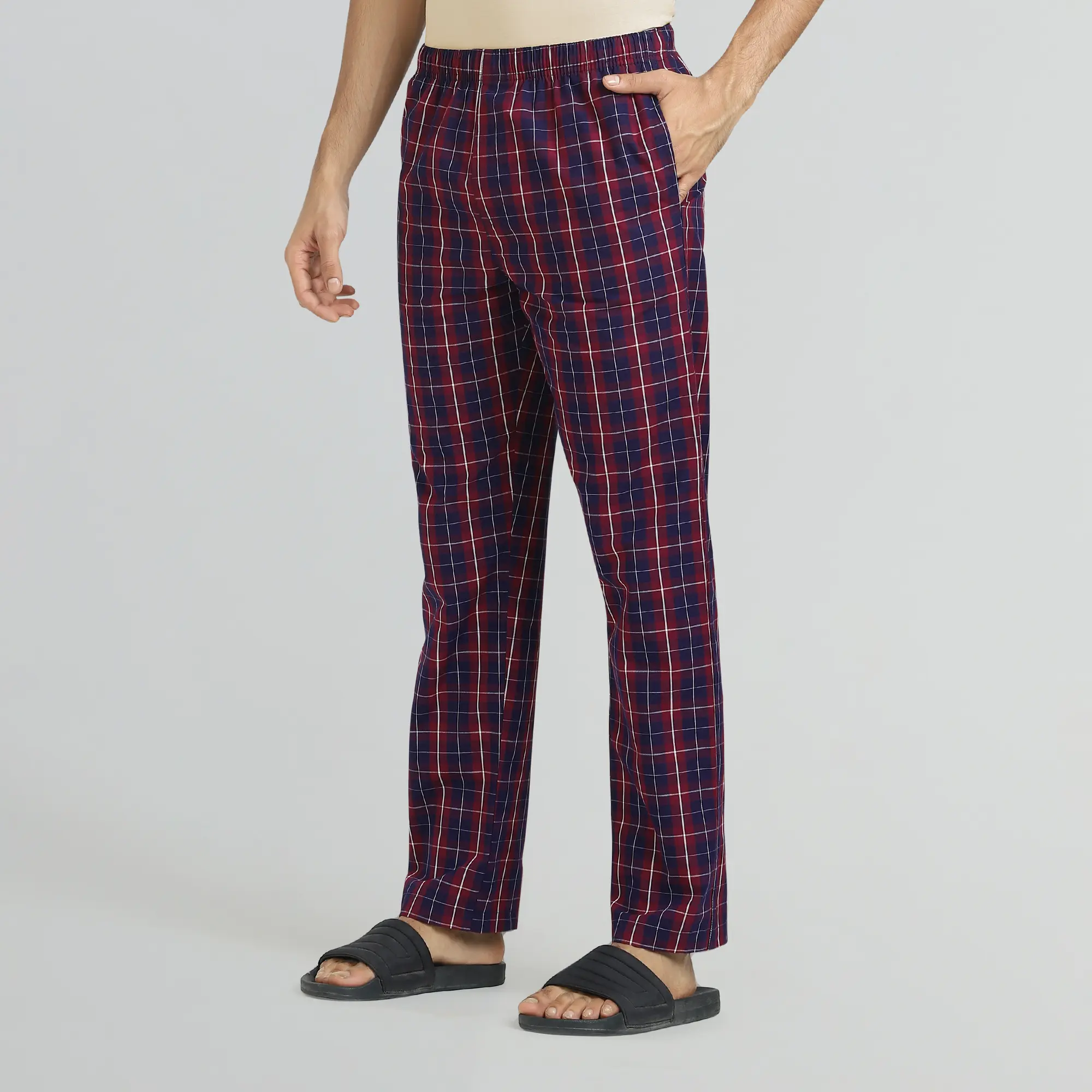 Checkmate Combed Cotton Pyjamas Autumn Maroon