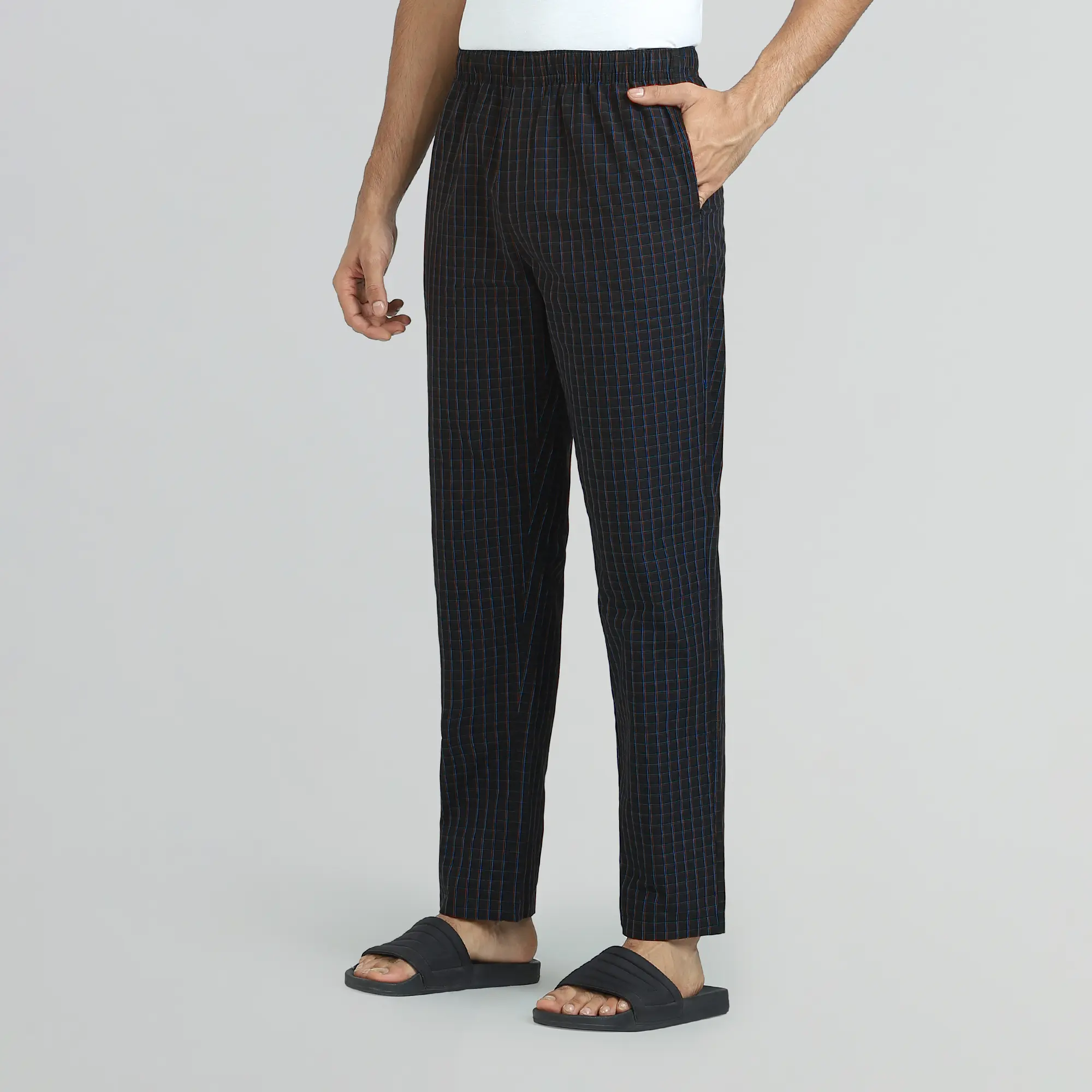 Checkmate Combed Cotton Pyjamas Charcoal Black