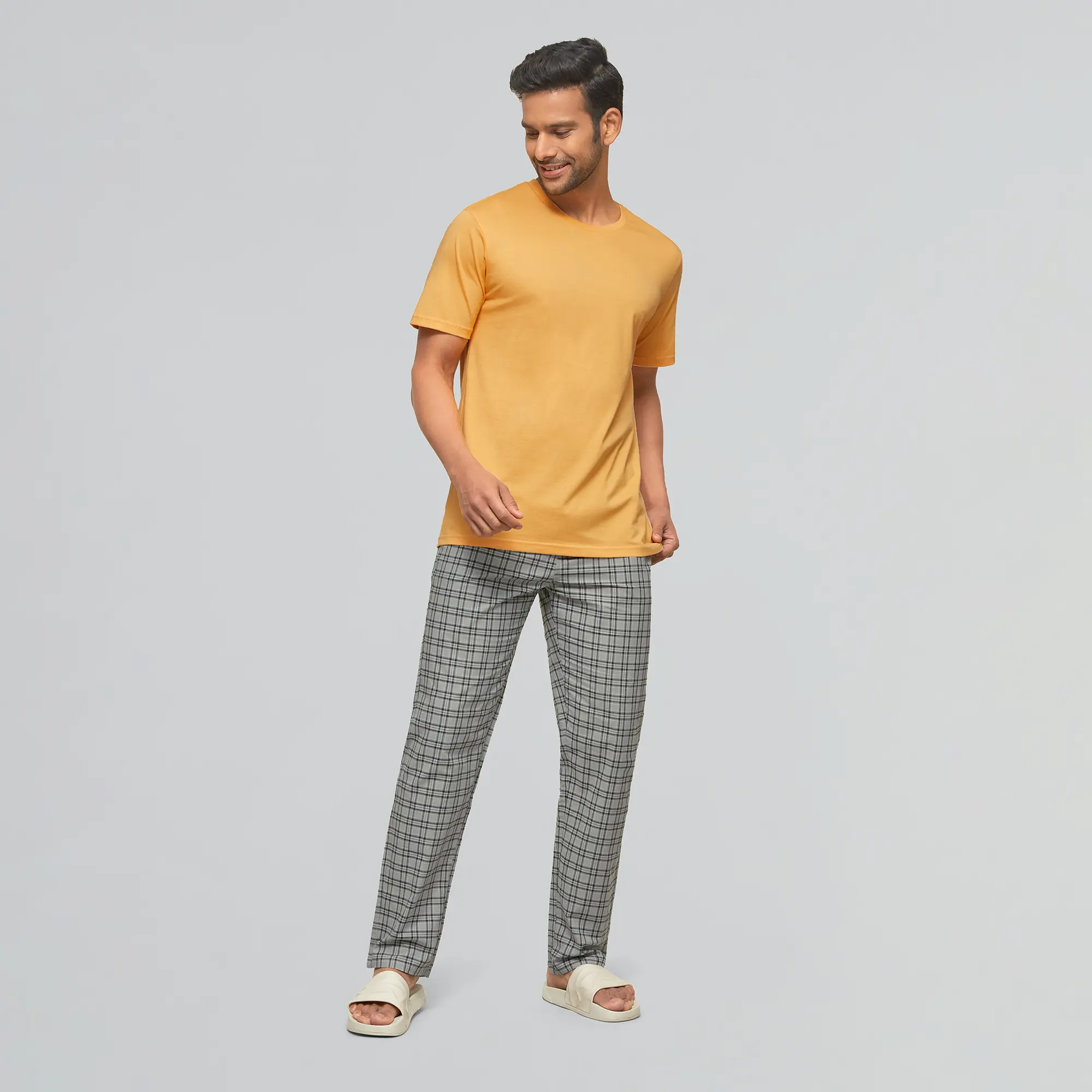 Checkmate Combed Cotton Pyjamas Frost Grey - Image 3