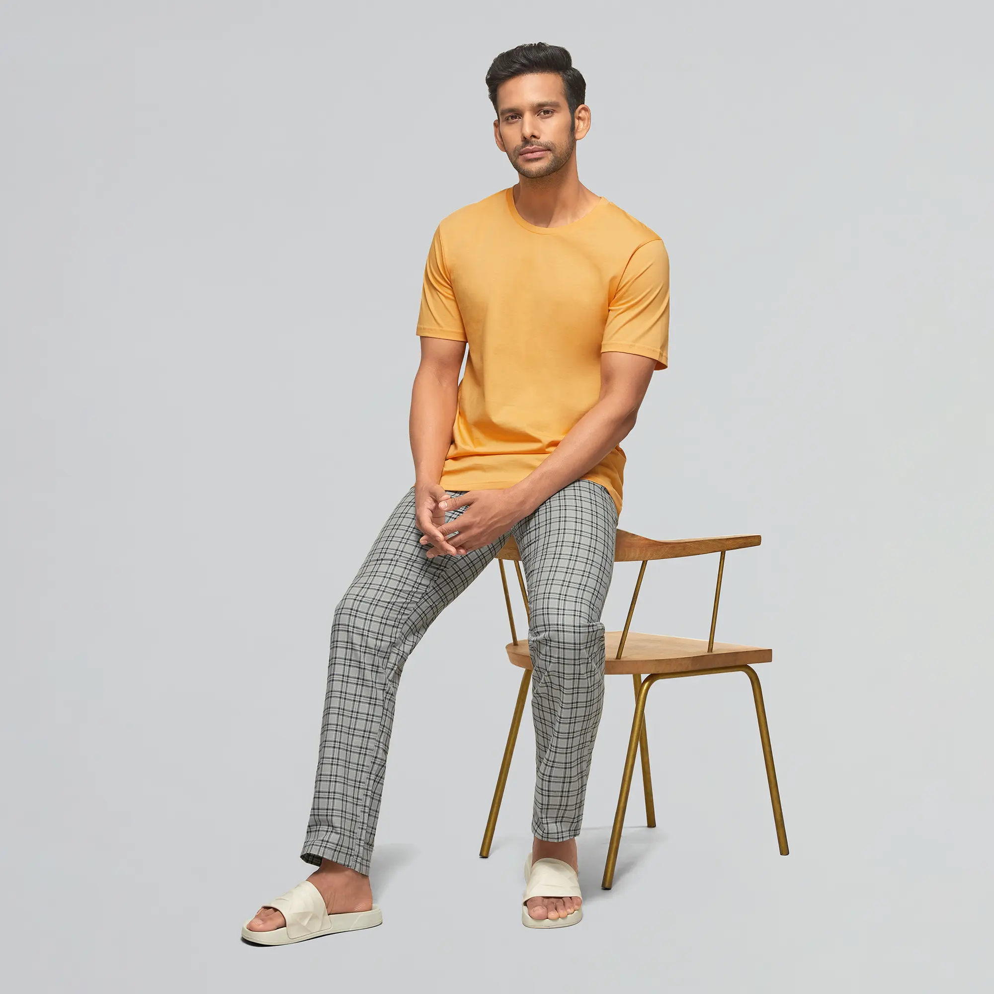 Checkmate Combed Cotton Pyjamas Frost Grey - Image 4
