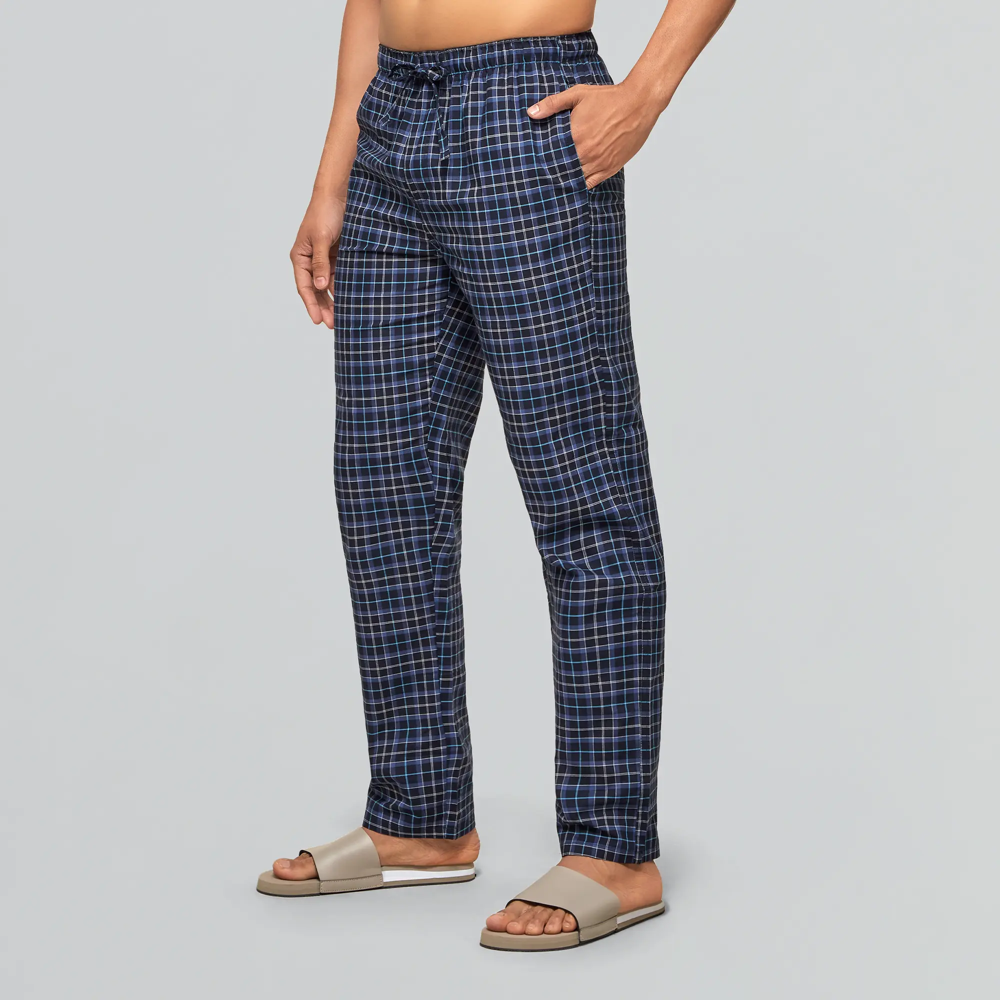 Checkmate Combed Cotton Pyjamas Midnight Blue
