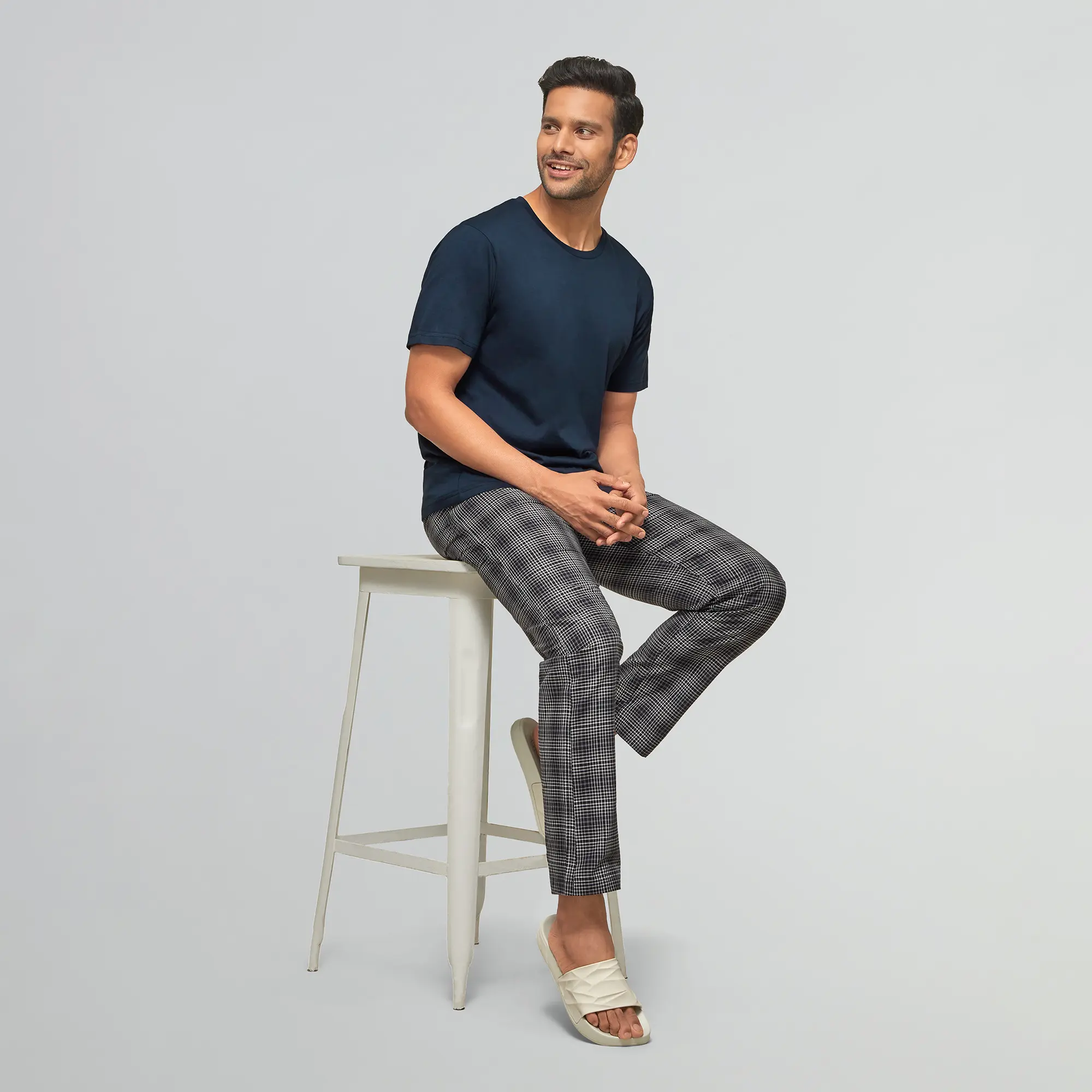 Checkmate Combed Cotton Pyjamas Smoke Grey - Image 4