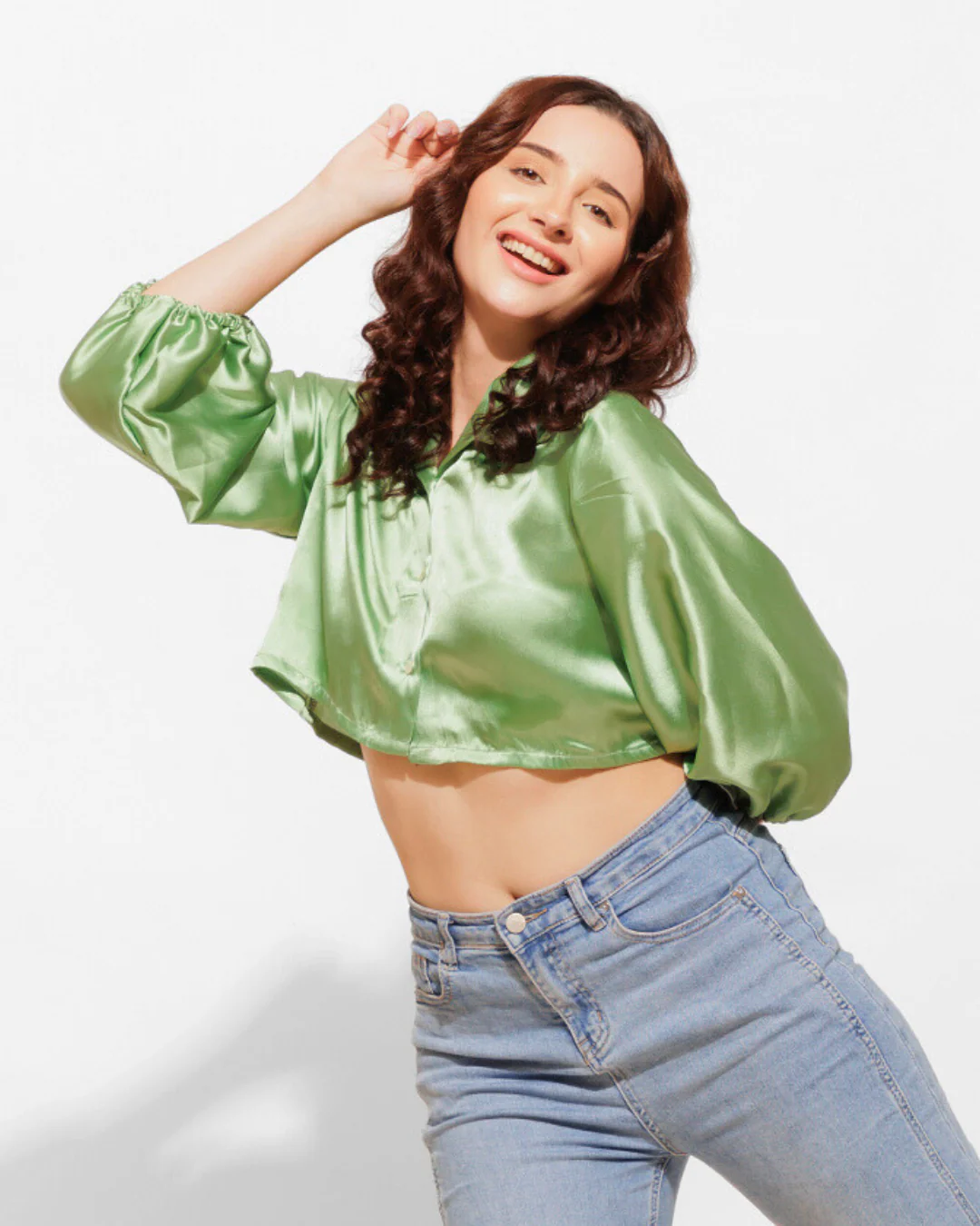 Chic Cropped Satin Shirt – Silky Smooth & Perfect for Day-to-Night Styling - Image 26