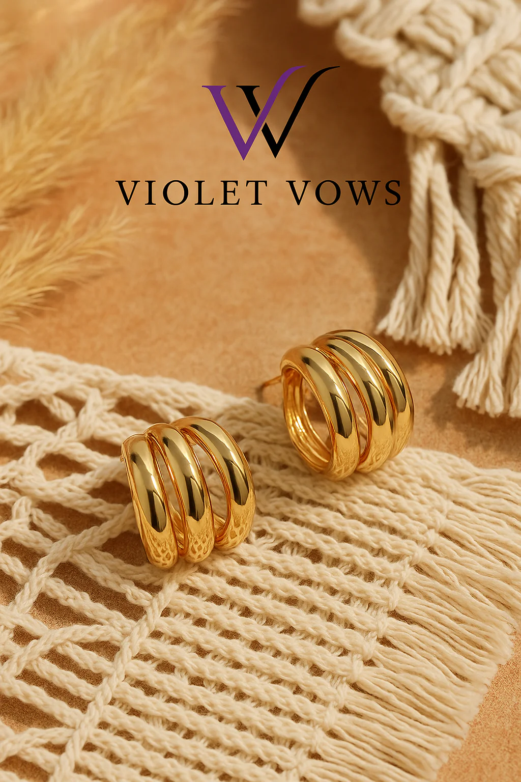 Chic Gold Triple Hoop Earrings for Women - Image 3
