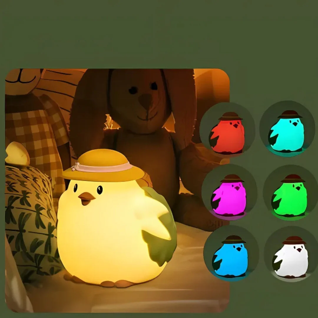 Chicklet: Cute Silicone Chicken & Lettuce RGB LED Night Lamp – Soft & Squishy Touch Light for Kids’ Bedroom, Nursery & Gifts - Image 3