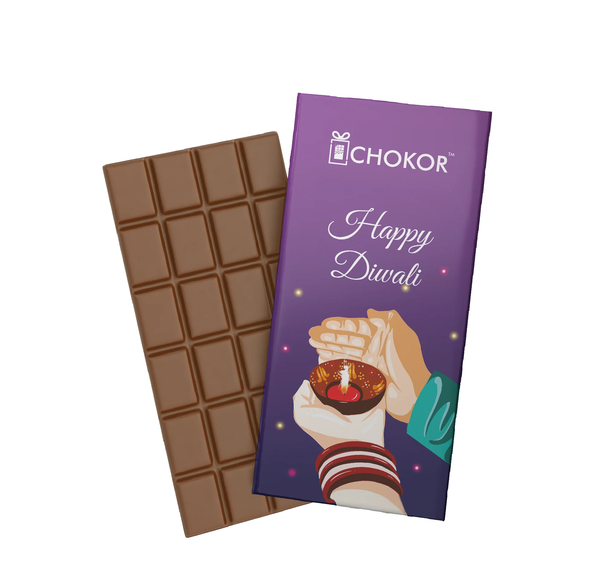 CHOKOR Artisanal Happy Diwali ( Diya Design ) Chocolate Gift