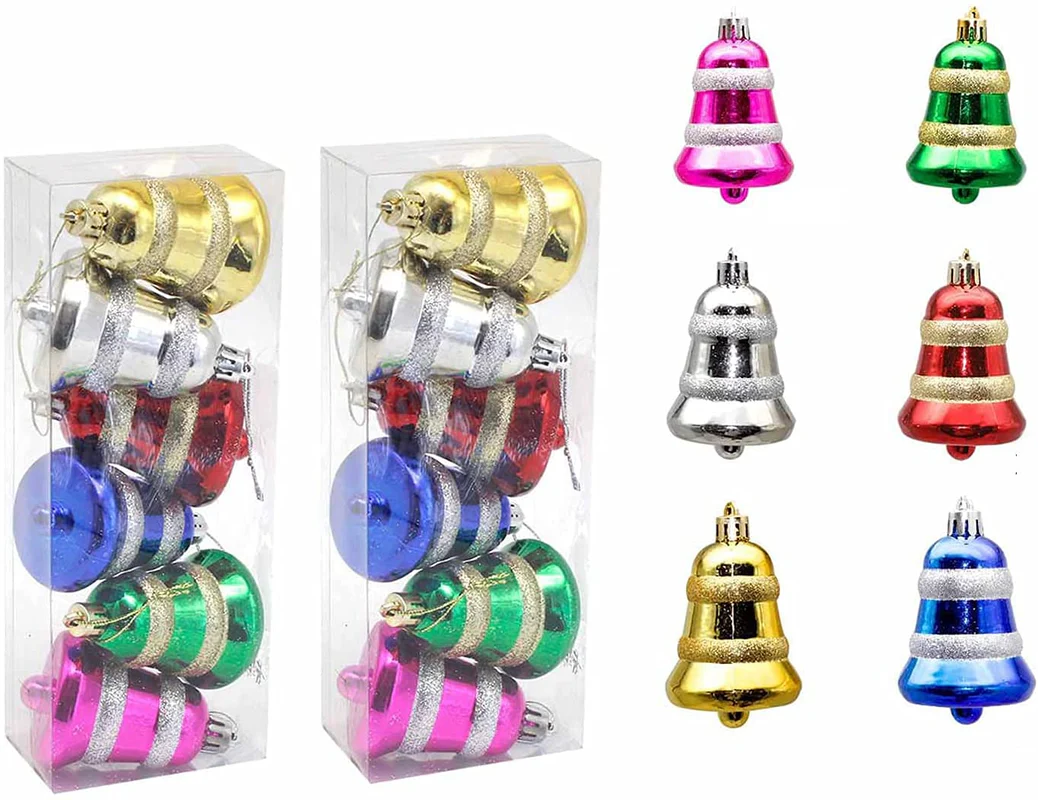 Christmas Hanging Bell Decoration Set (Multicolor) (Pack of 6) - Image 4