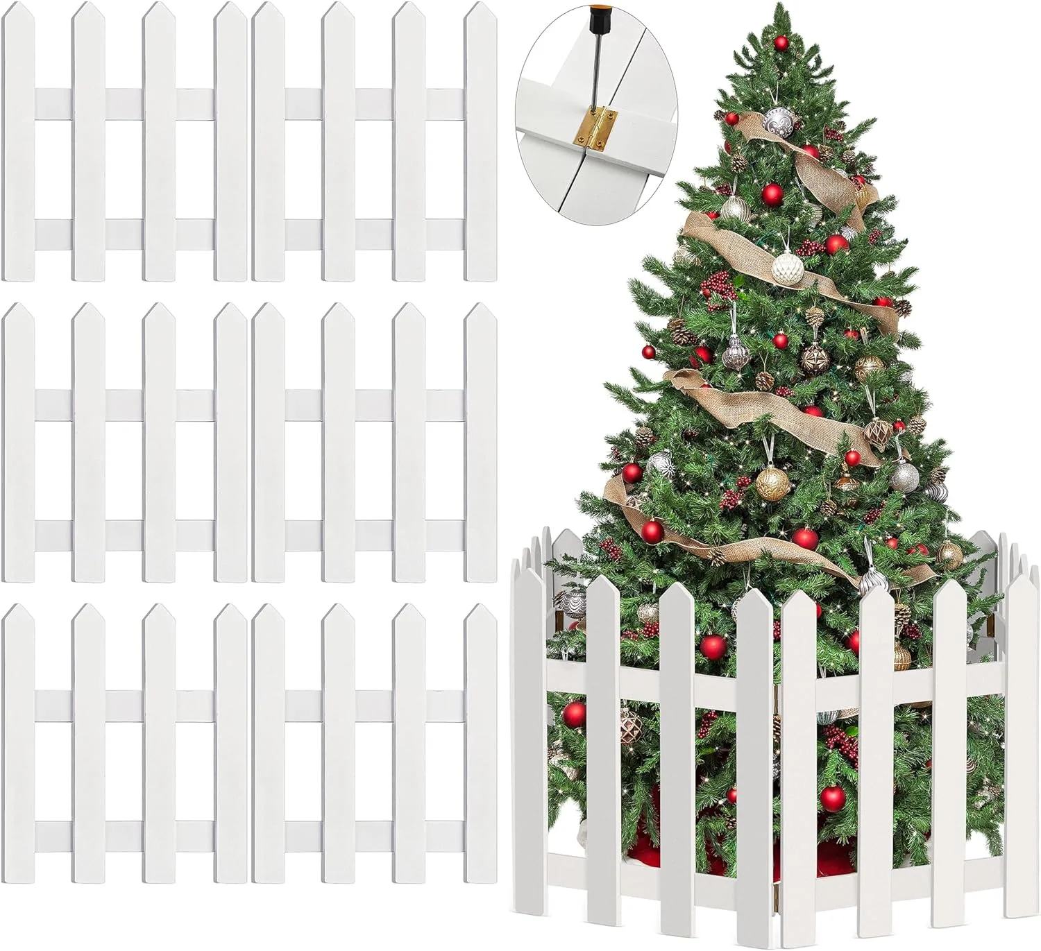 Christmas Tree Fences White Wooden - Image 5