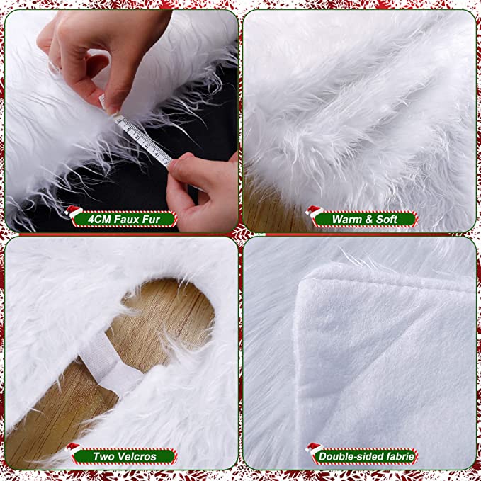 Christmas Tree Skirt - Faux Fur Christmas Tree Mat - Image 6