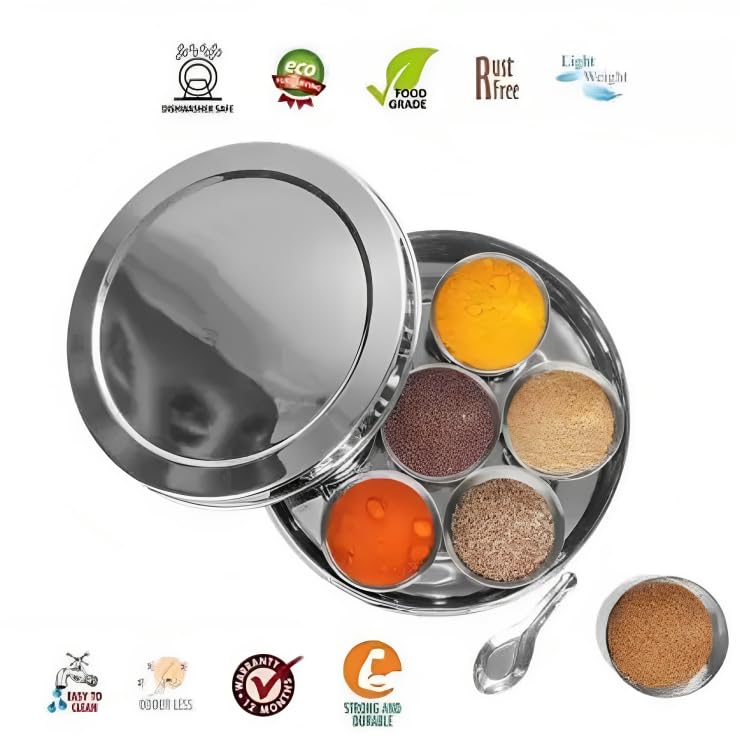 Classic 7-Container Spice Box with Spoon - Image 5