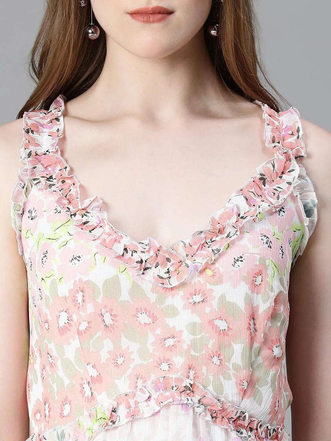 Classy Floral Print Sleeveless Short Flare Women Dress - Image 6