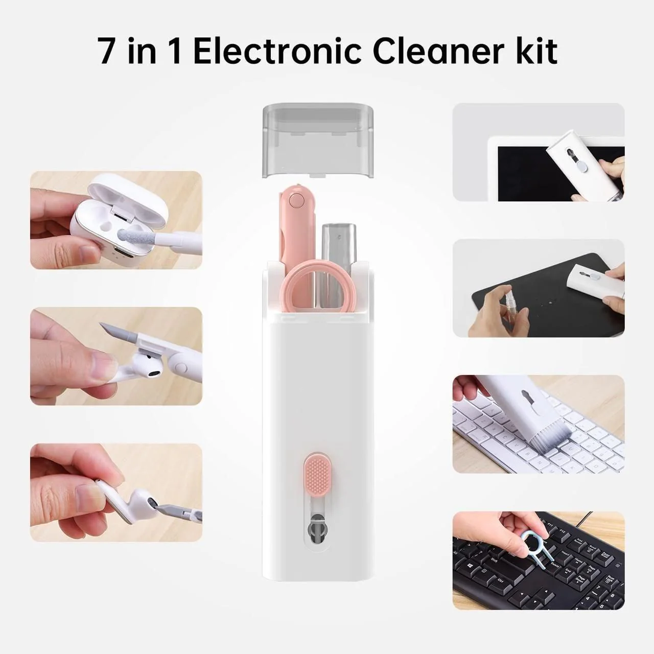 CleanTech: 7-in-1 Electronic Gadget Cleaning Tool & Multipurpose Device Cleaner for Laptops, Macbooks, Smartphones, Keyboards, Gaming PC & AirPods - Image 4