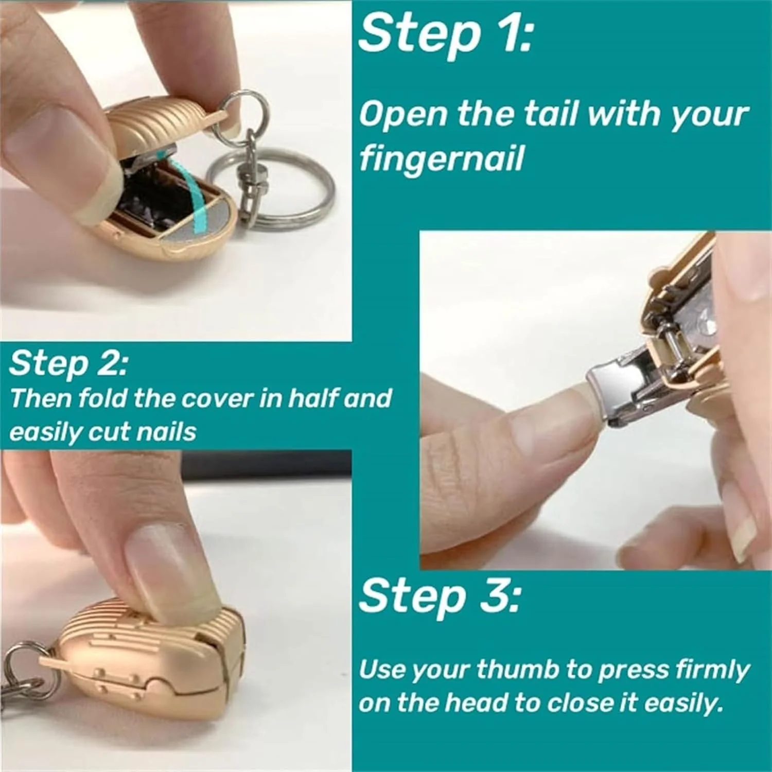 Clipzi: Folding Nail Clipper Keychain in Suitcase Design, Ultra-Portable Stainless Steel Nail Cutter with Built-In File for Travel, Grooming & Everyday Carry - Image 3