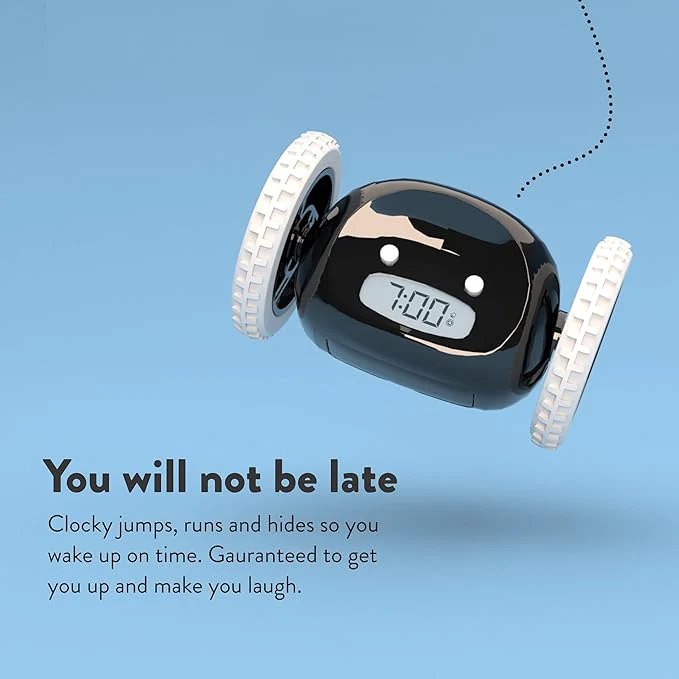 Clocky: The Runaway Alarm Clock – Fun & Cute Rolling Alarm for Heavy Sleepers with Loud Snooze & LED Display - Image 4