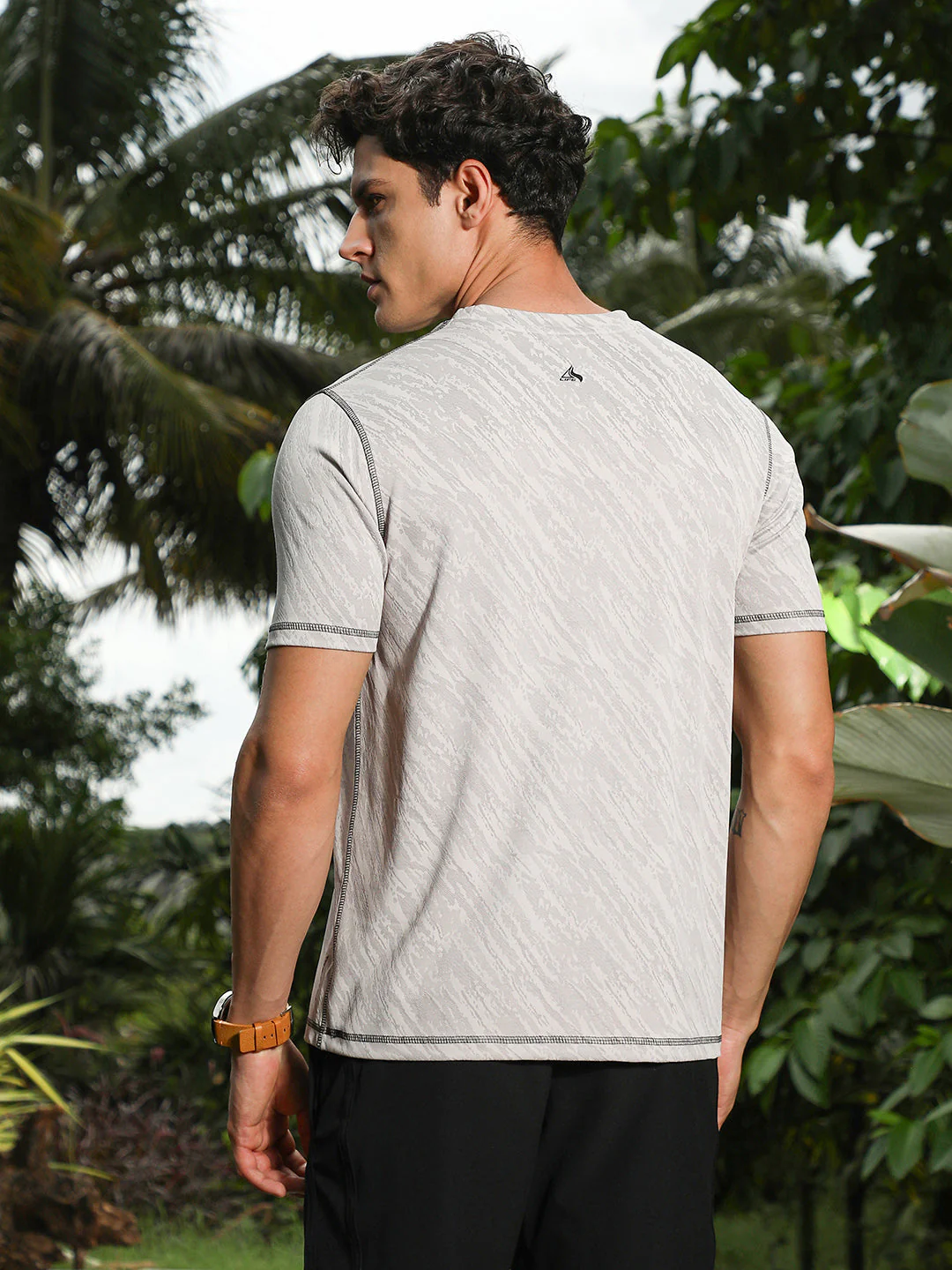 Cloud Grey Plash-Imprint Activewear T-Shirt - Image 4
