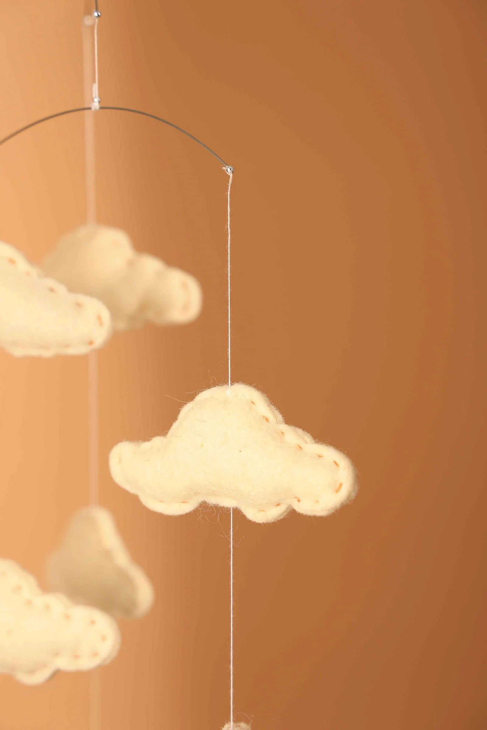 Cloud Ornaments Hanging Mobile - Kids Decor, Felt Ornaments, Hanging Clouds Made From Wool - Image 2