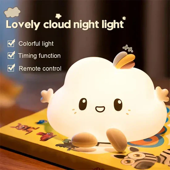 CloudGlow: Aesthetic Cloud LED Night Light – Soft & Squishy Silicone Lamp with Touch Control, USB-C Rechargeable & Color Changing - Image 2