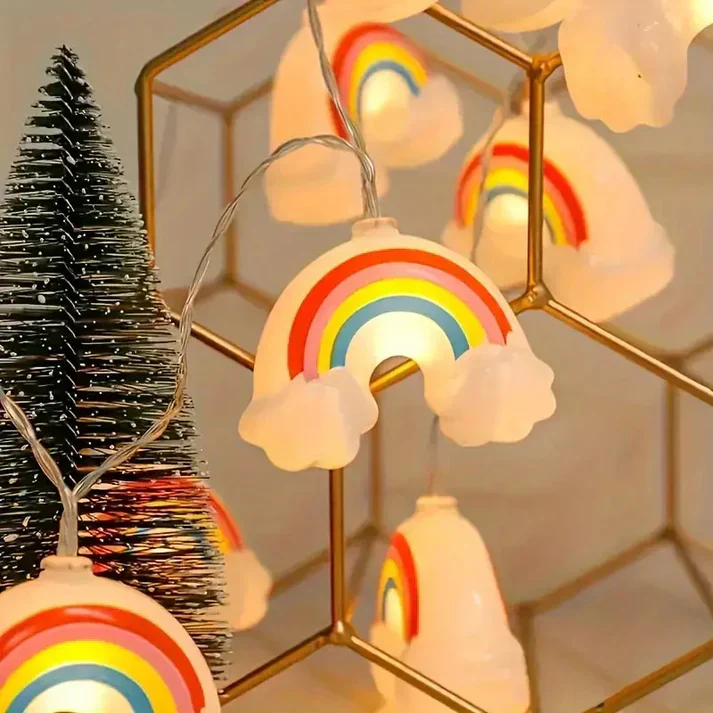 Cloudy: 10ft Cloud & Rainbow LED Fairy String Lights for Bedroom, Festive Décor & Christmas Tree Decoration - Image 5