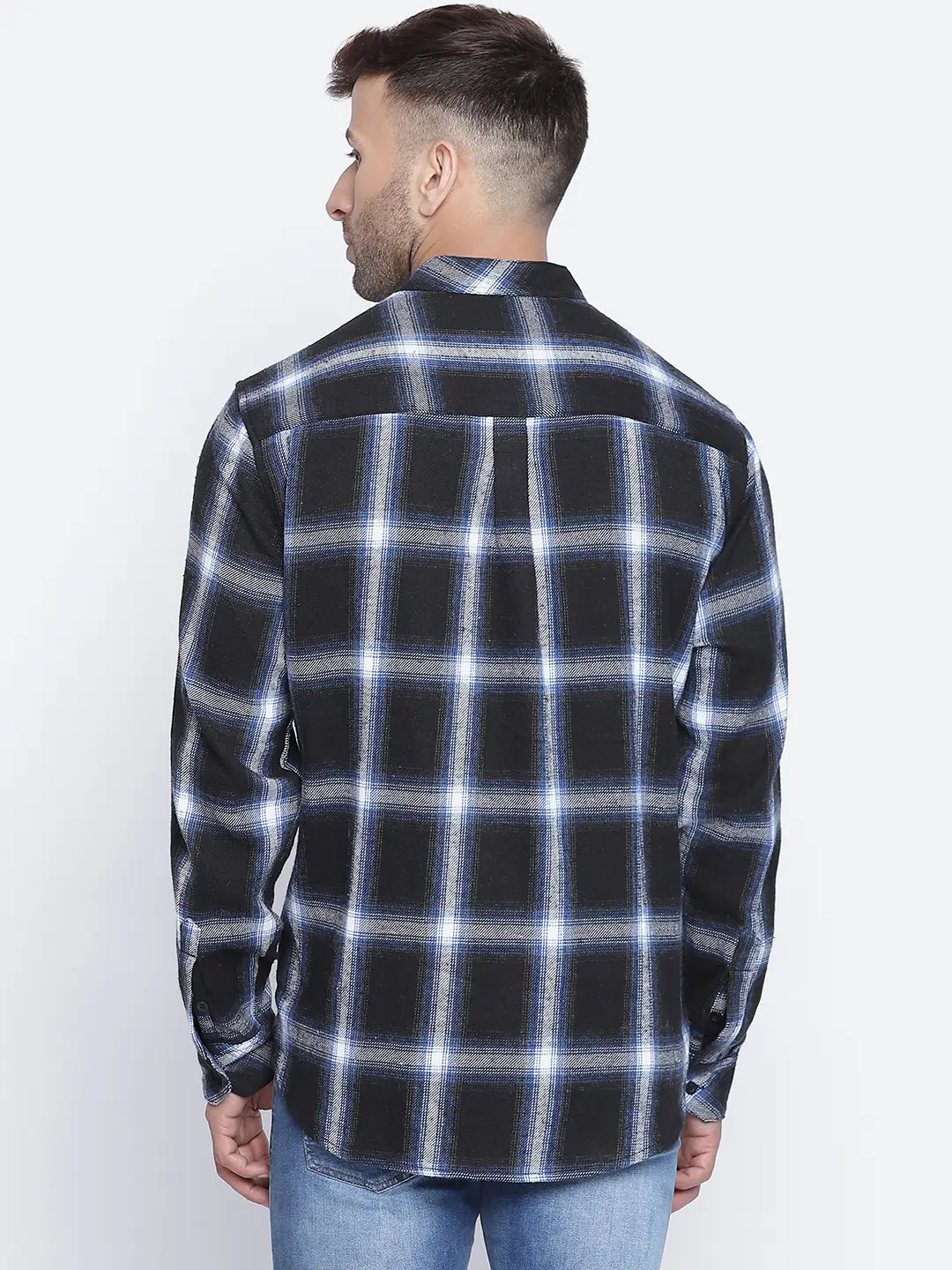 Cloudy Blue Brush Check Men Shirt - Image 5