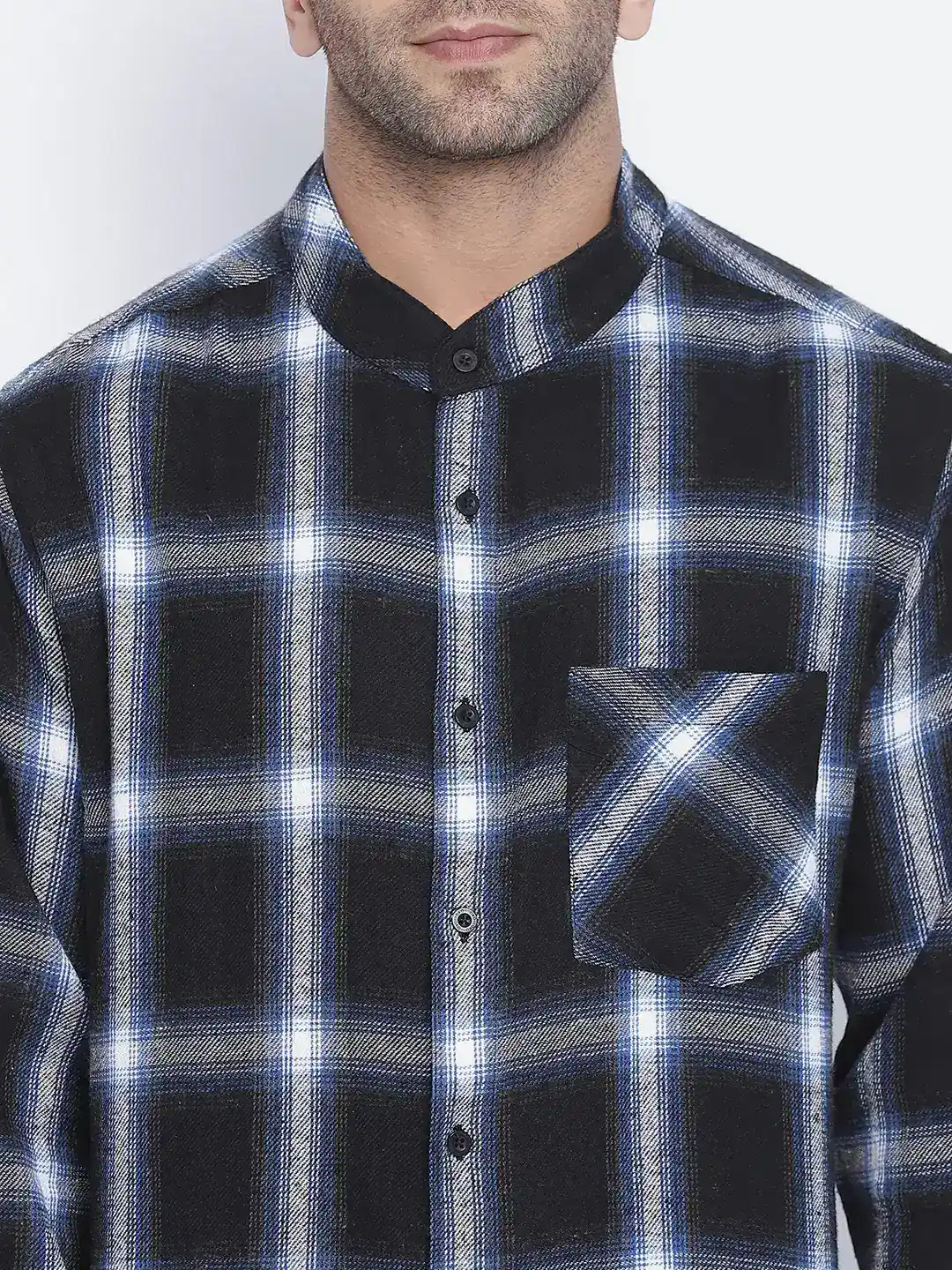 Cloudy Blue Brush Check Men Shirt - Image 6