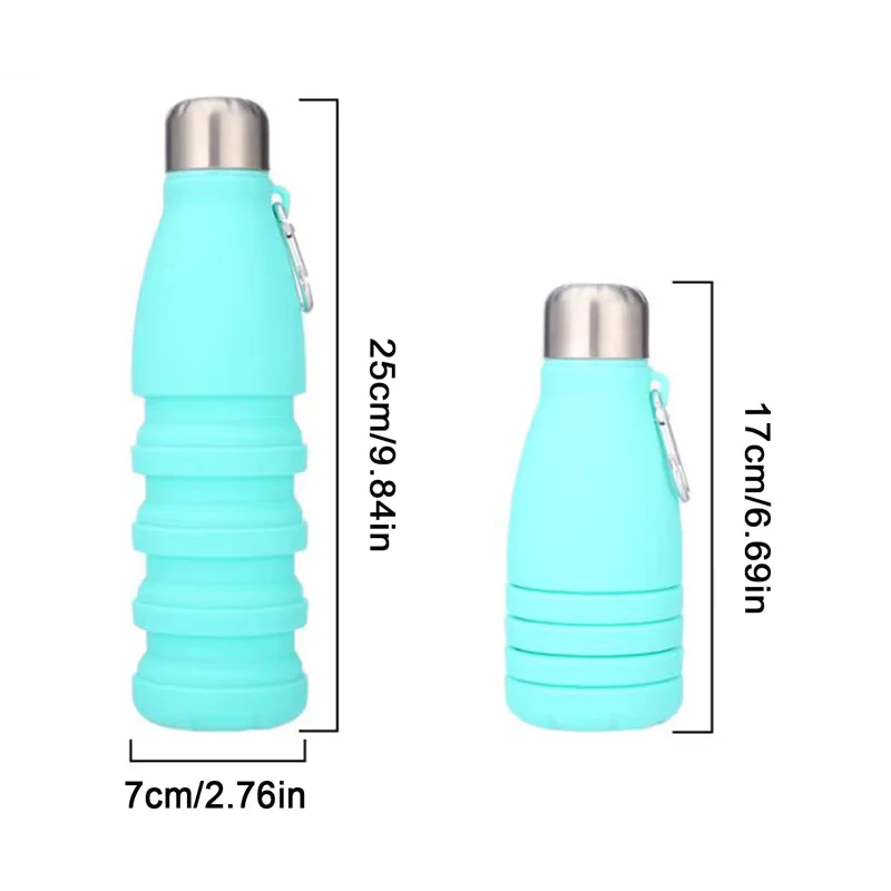 Collapsible Silicone Water Bottle Leakproof Foldable Travel Sports BPA-Free Bottle 1pc - Image 4