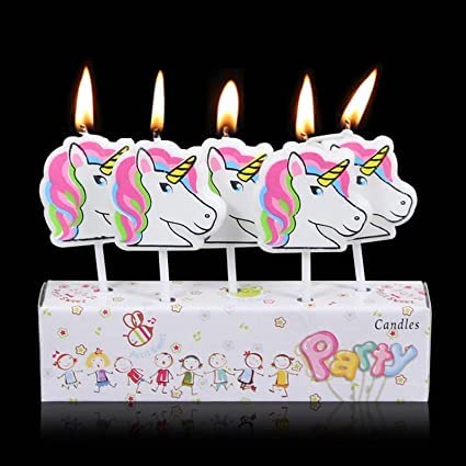 Colorful Unicorn Candles Set (Pack of 5) - Image 3
