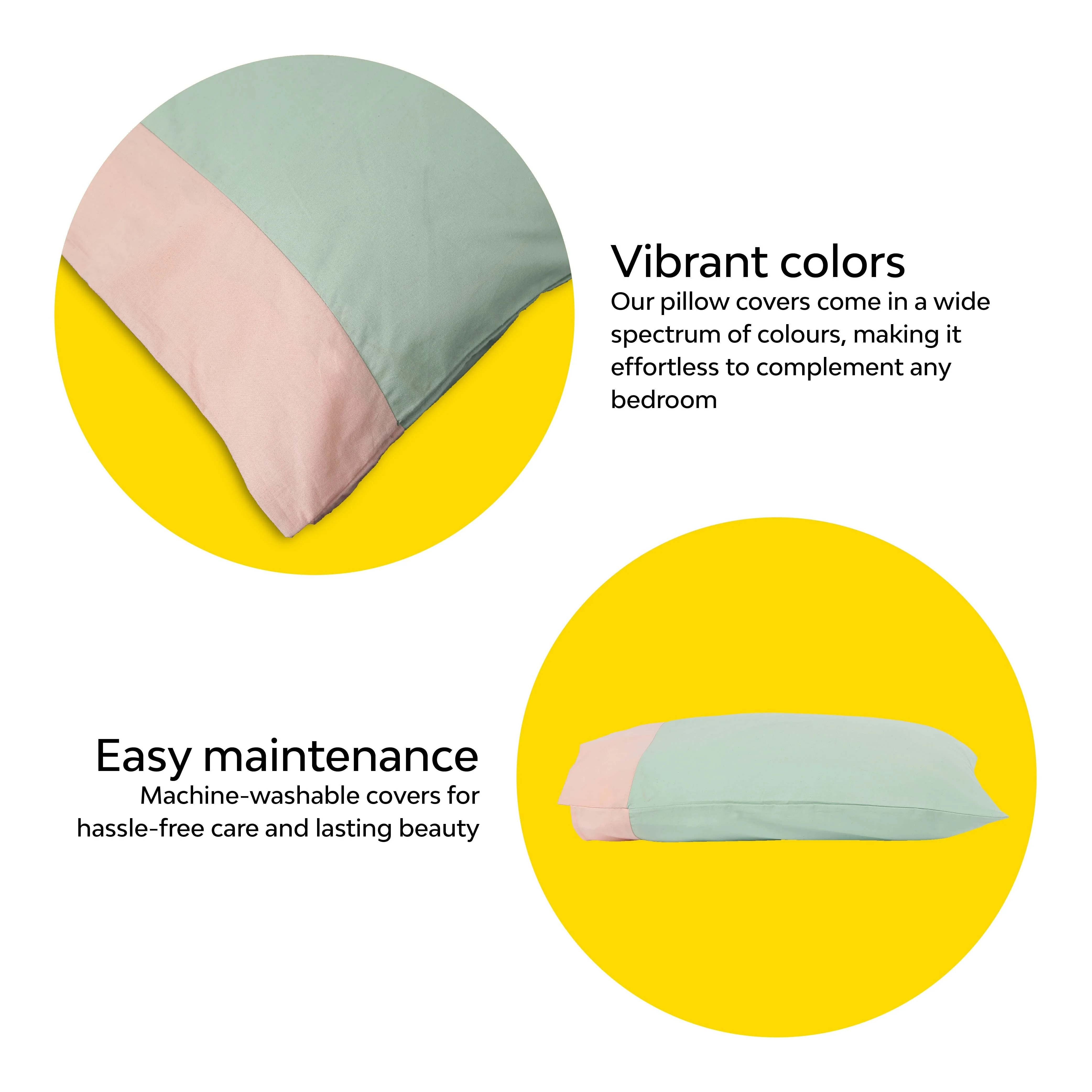 Colour Accent 100% Cotton Bed Pillow Cover | Set Of 2 - Image 32