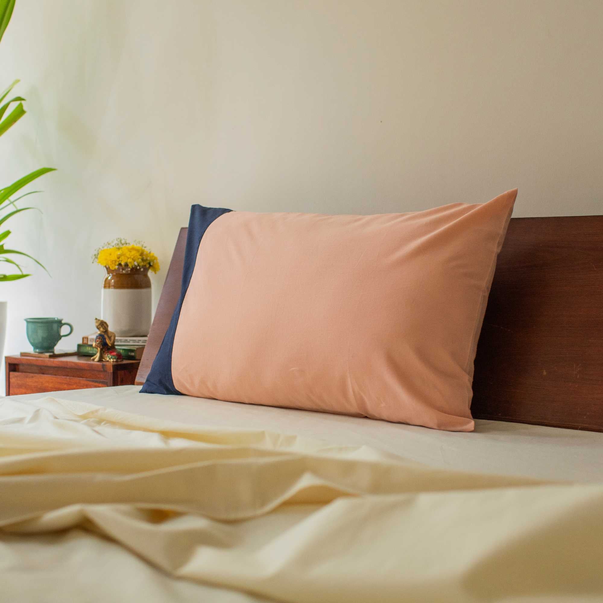 Colour Accent 100% Cotton Bed Pillow Cover | Single - Image 17
