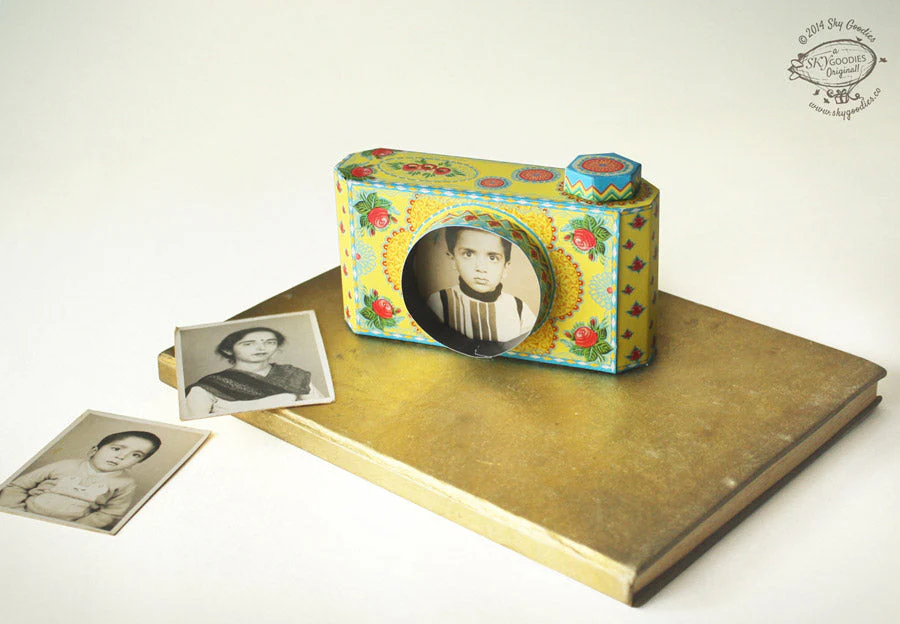 Colourful Yellow Camera Photo Frame DIY Paper Craft Kit - Image 2