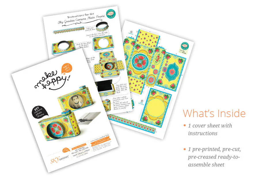 Colourful Yellow Camera Photo Frame DIY Paper Craft Kit - Image 6