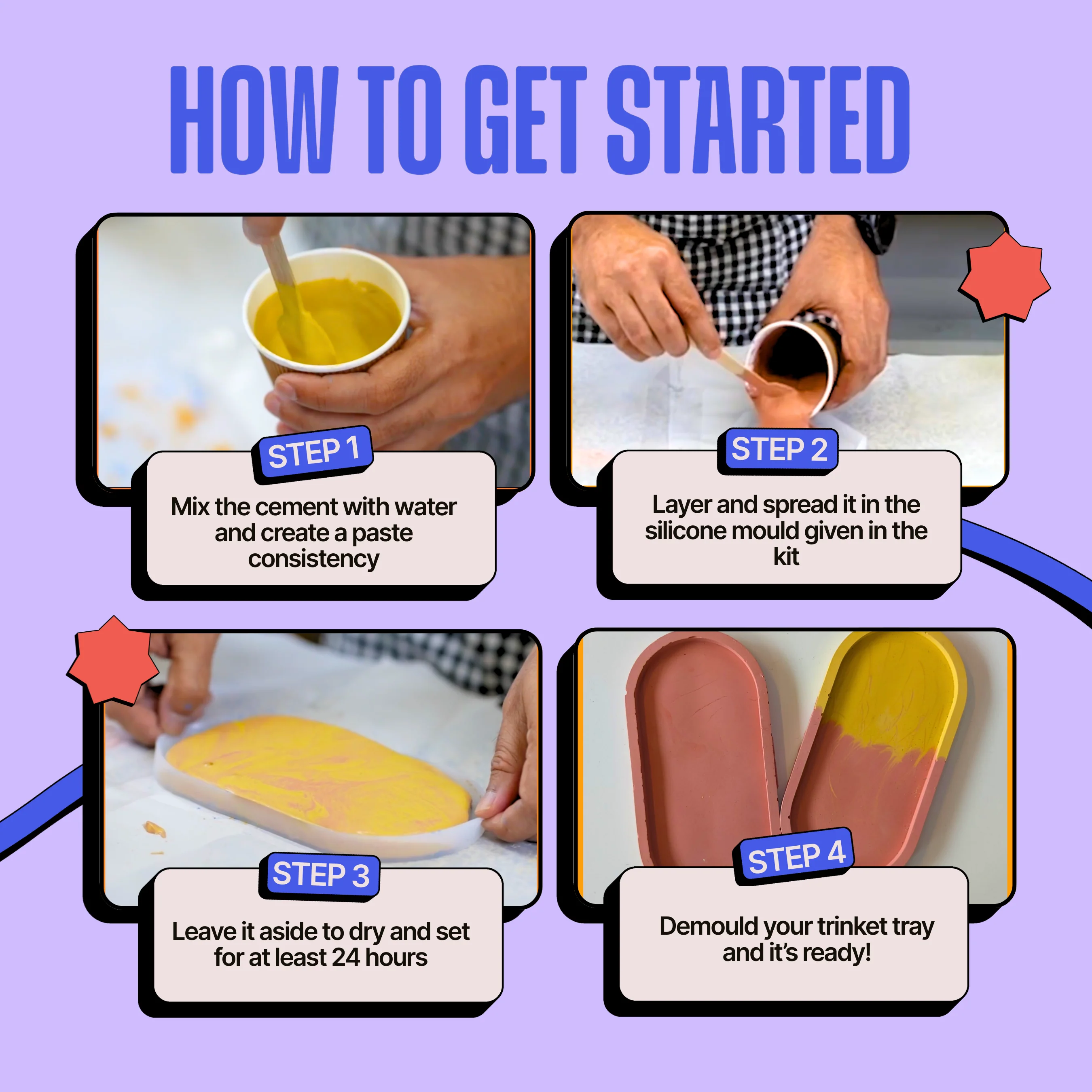 COMBO : DIY Cement Trinket Tray Kit & DIY Cement Coaster Kit - Image 3