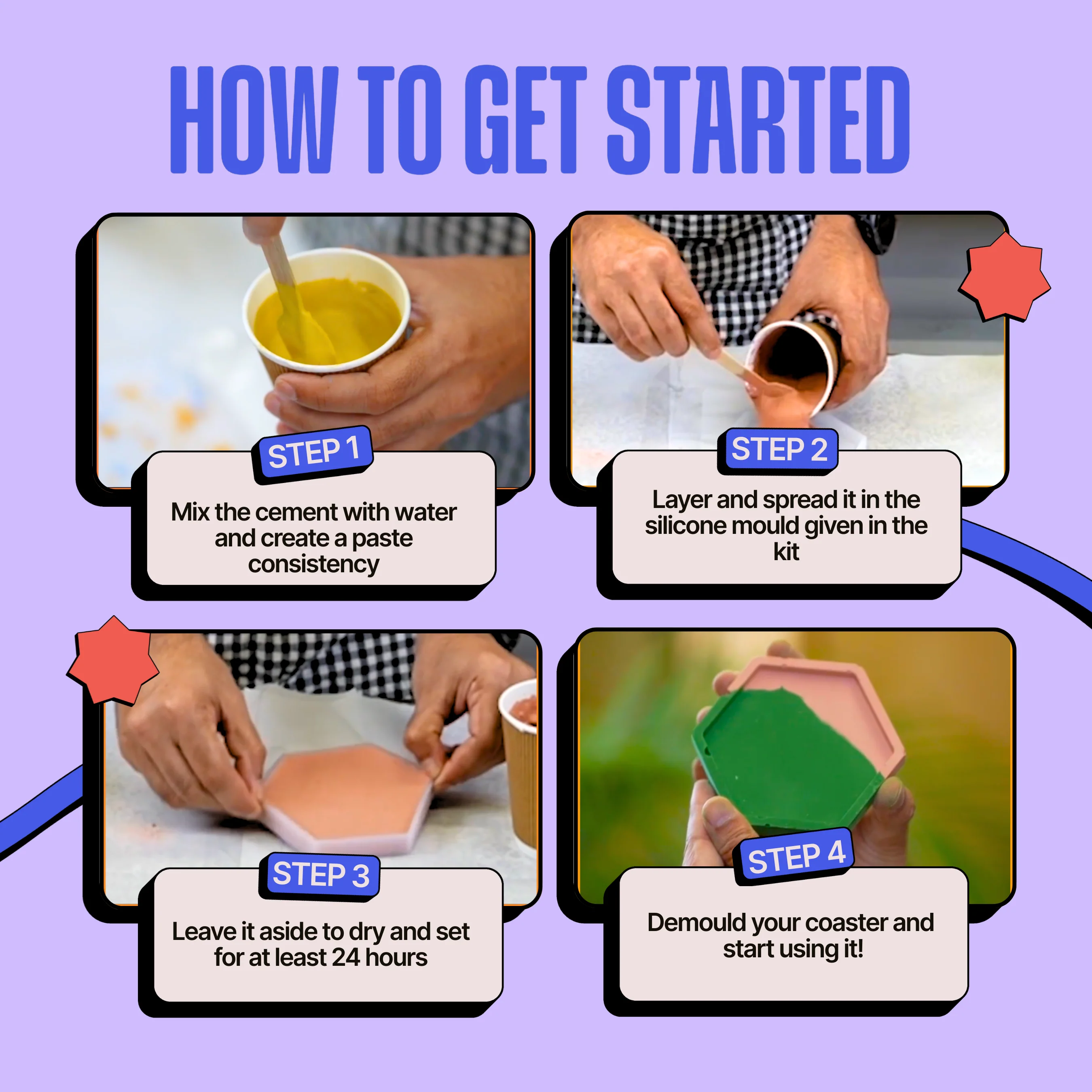 COMBO : DIY Cement Trinket Tray Kit & DIY Cement Coaster Kit - Image 7