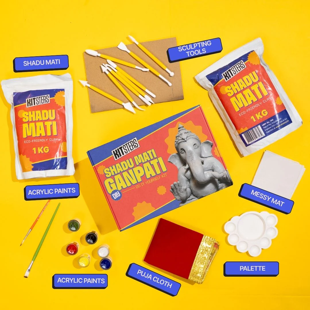 COMBO: DIY Shadu Mati Ganpati Kit + DIY Diya Decoration Kit - Image 2
