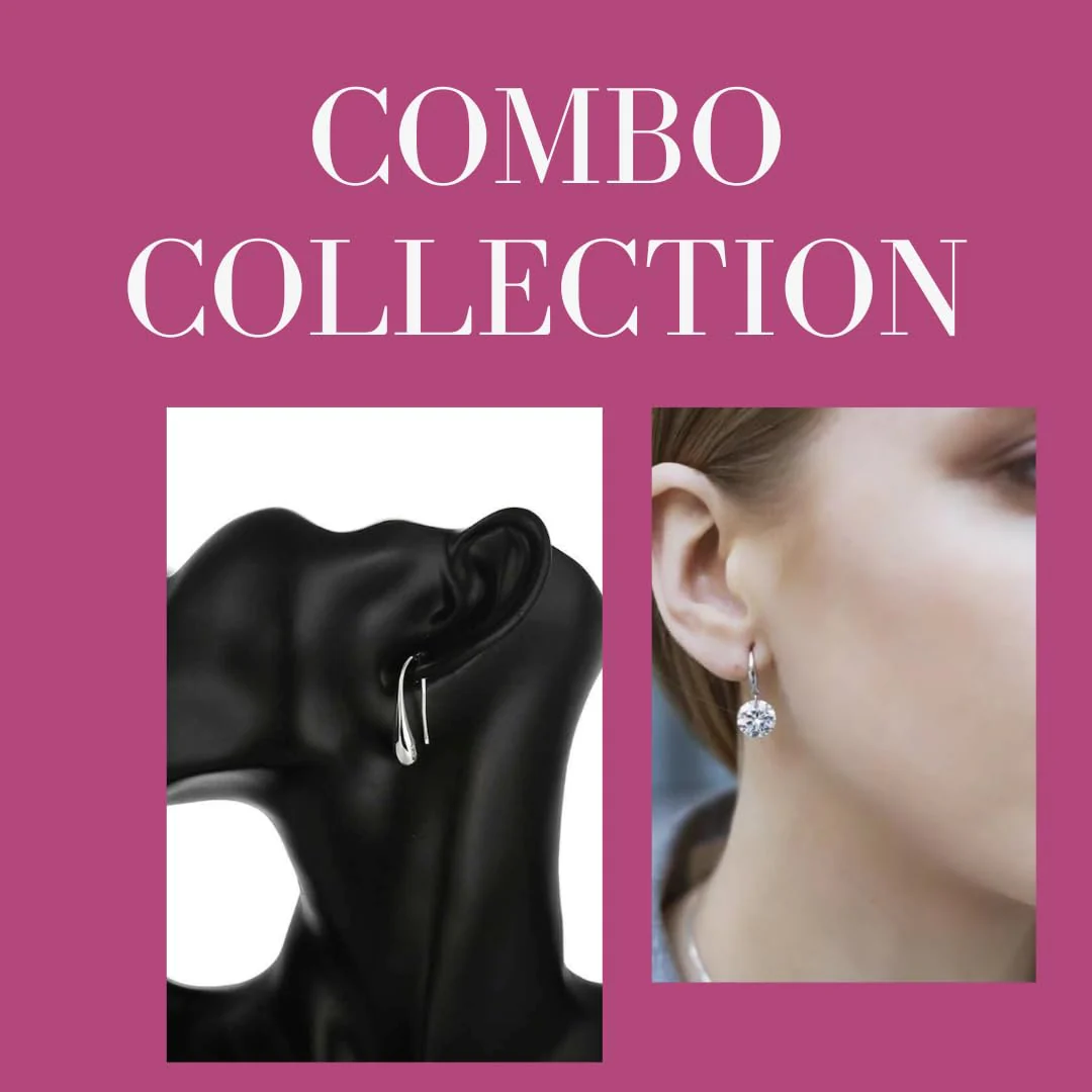 Combo Of 2 Pair Earring Fashion Jewellery, Lightweight Silver Plated Water Drop Stud And Crystal Hanging Earrings, Perfect For Women - Image 3