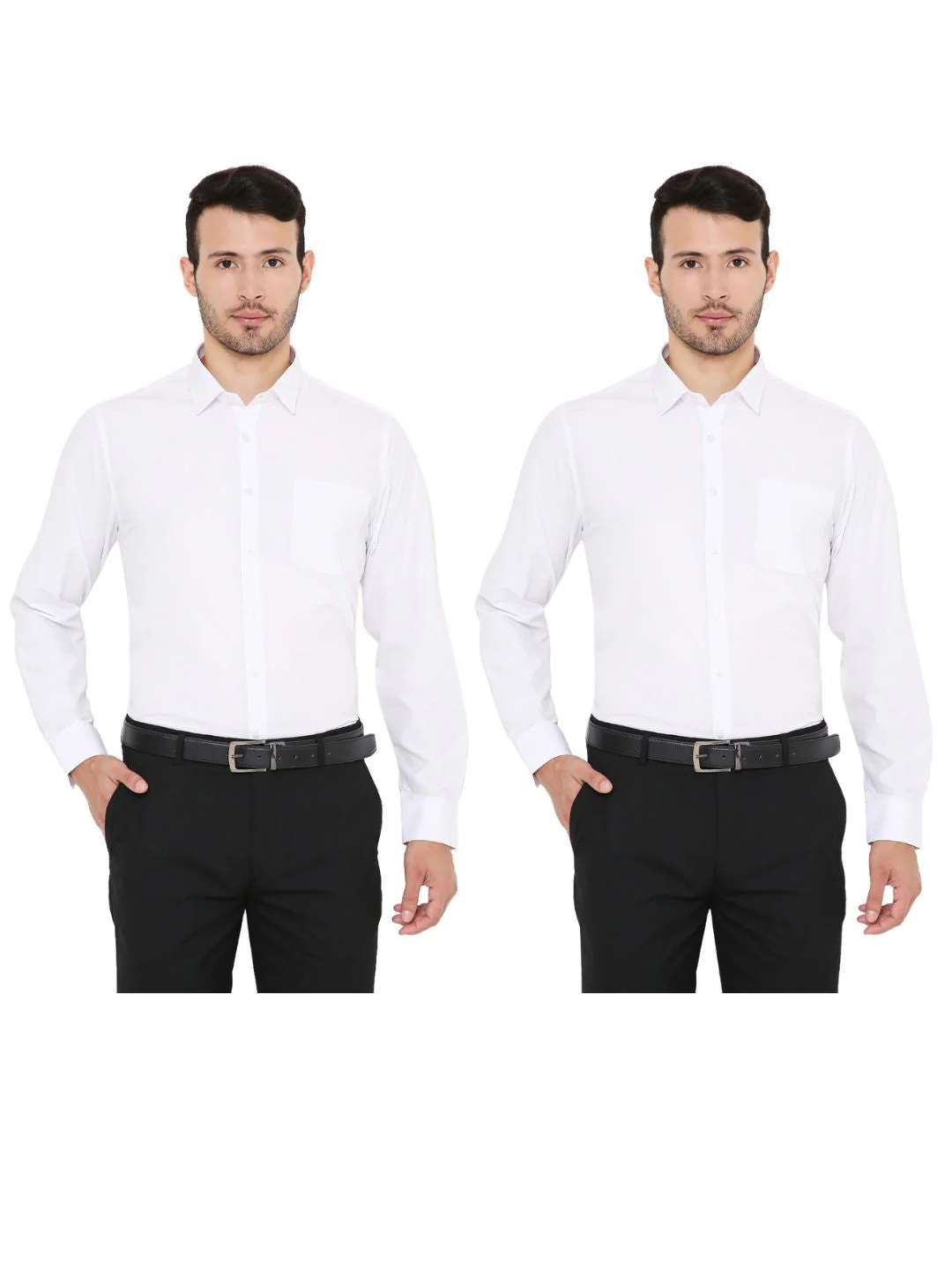 Combo of 2 Solid PolyBlend Slim Fit Formal Shirts - Image 16