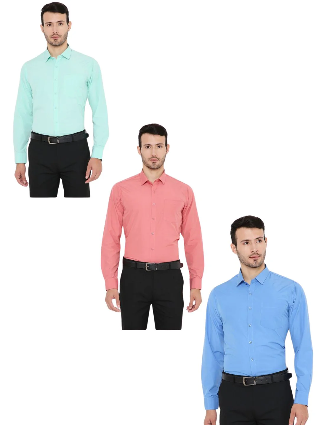 Combo of 3 Solid PolyBlend Slim Fit Formal Shirts - Image 8