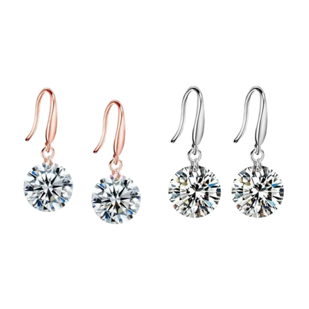 Combo Of Rose Gold & Silver Plated White Stone Drop Earrings For Women & Girl - Image 6