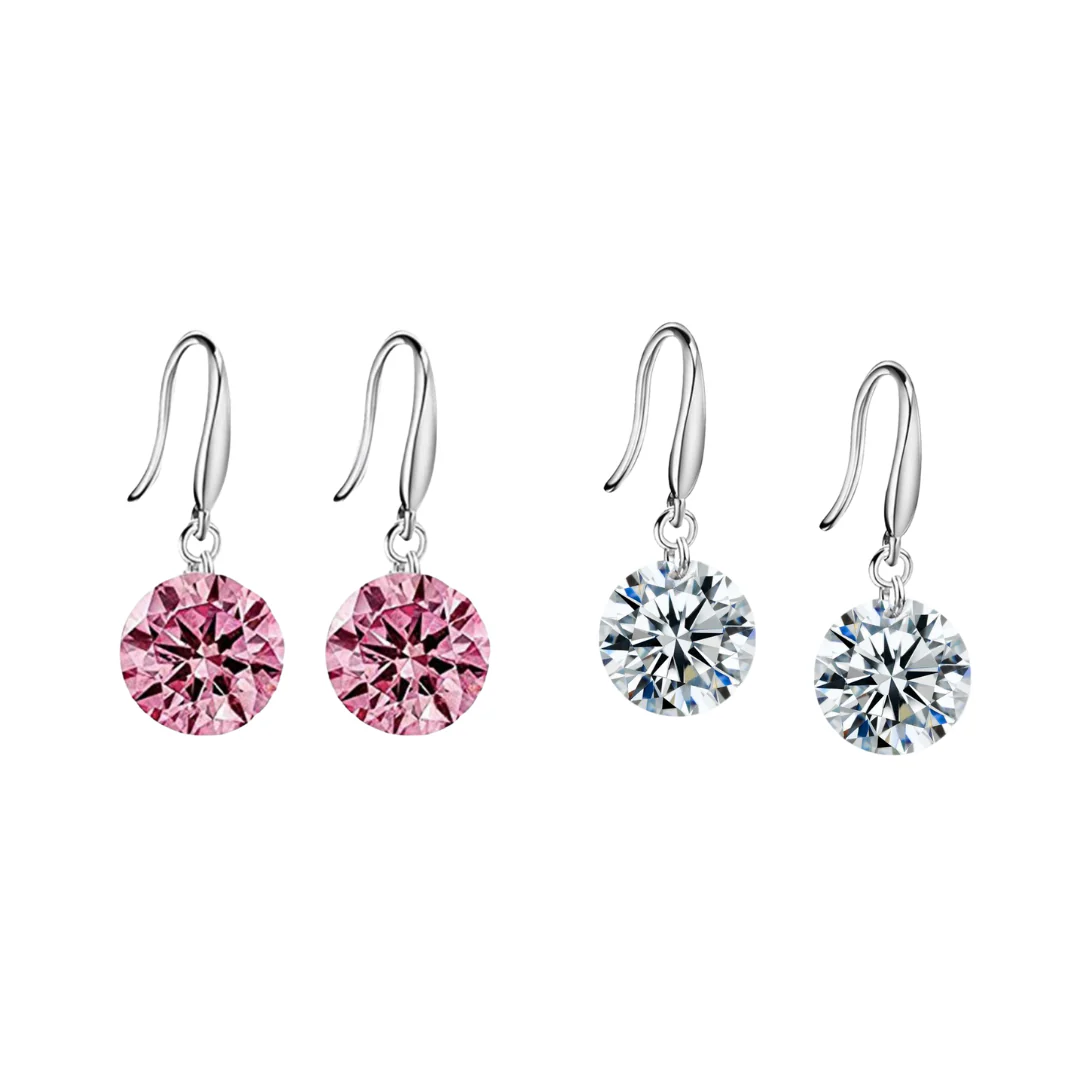 Combo Of Silver Plated Pink And White Stone Drop Earrings For Women And Girl Crystal Copper Stud Earring - Image 12