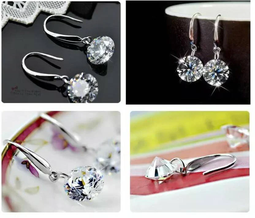 Combo Of Silver Plated Purple And White Stone Drop Earrings For Women And Girl Crystal Copper Stud Earring - Image 7