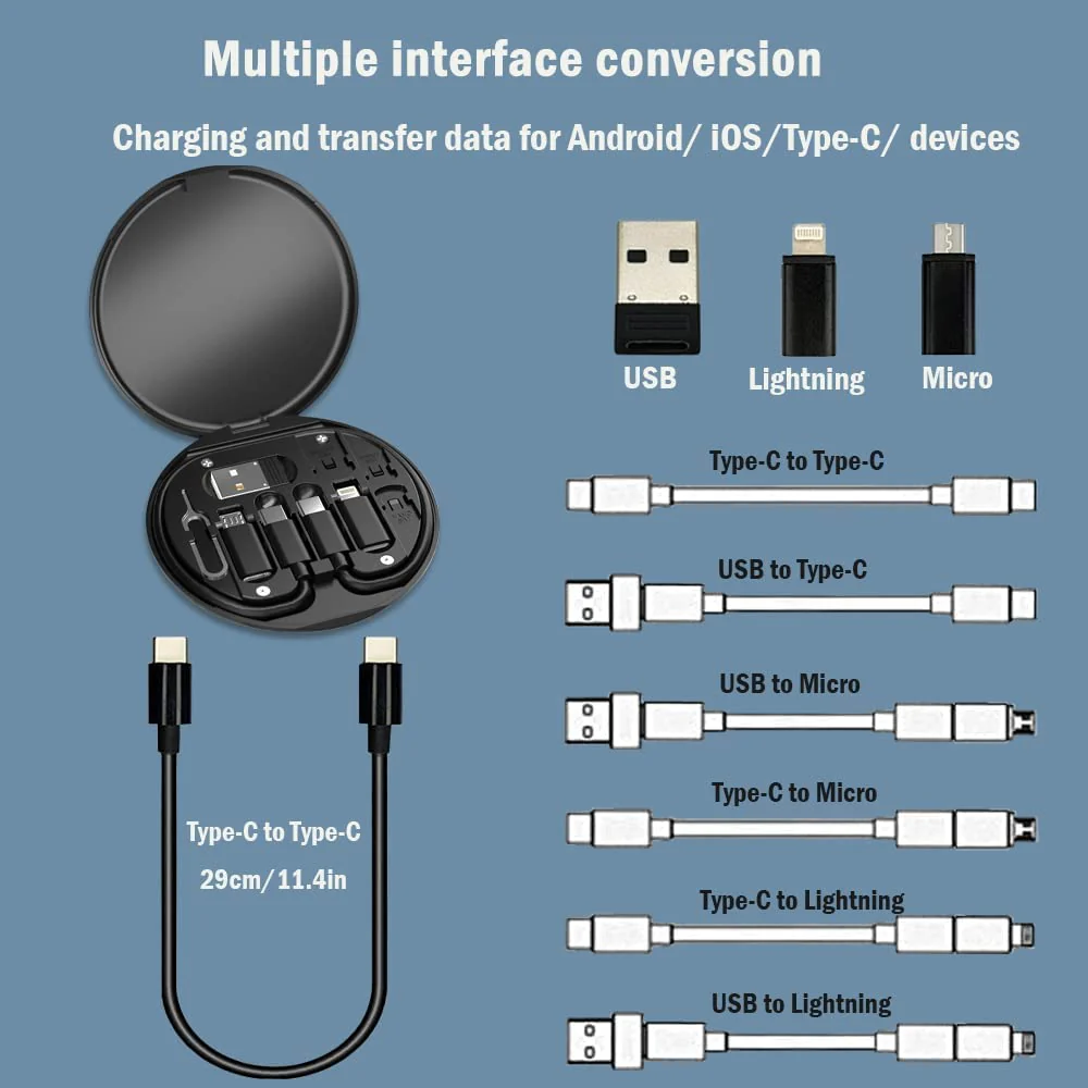 Companion: All-in-One USB Travel & Tech Charging Kit – 60W Fast Charging Cable Set with Type-C, Lightning & Micro USB, Built-in Mobile Stand - Image 4