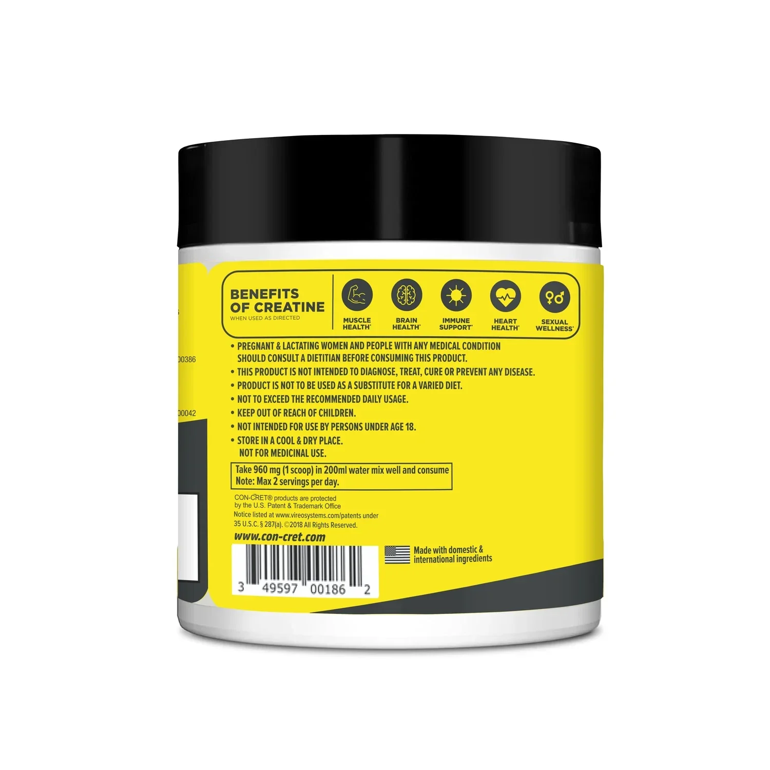 Con-cret Creatine HCL, 60 Servings - Image 2