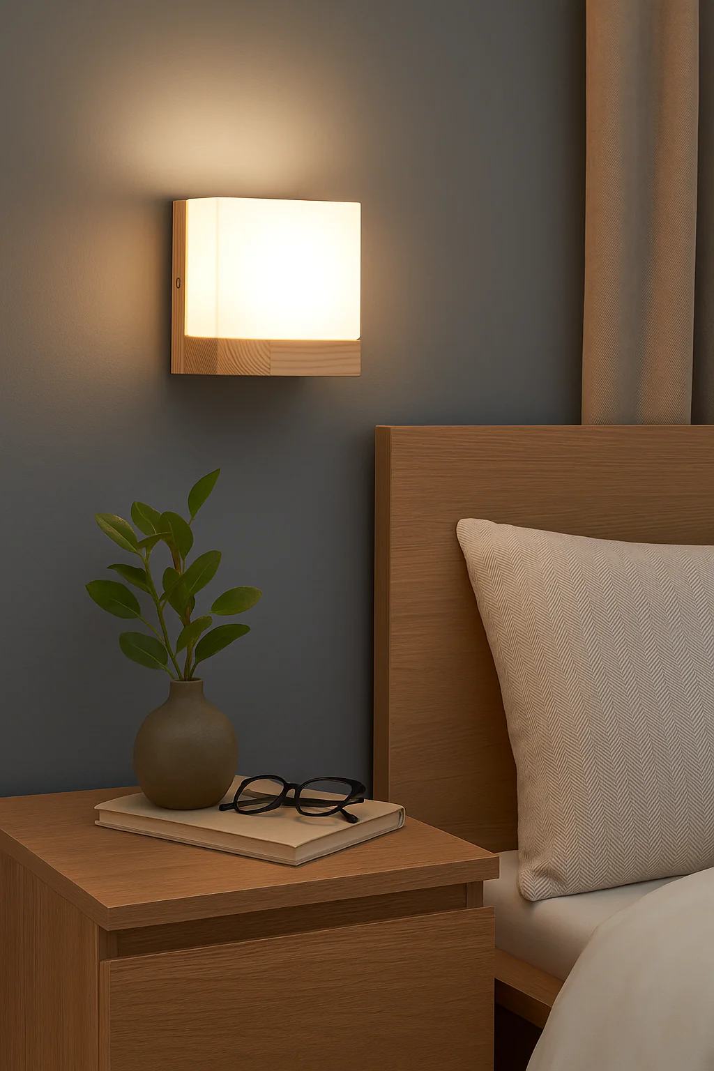 Contemporary Glass Metal Wood Wall Light - Image 5