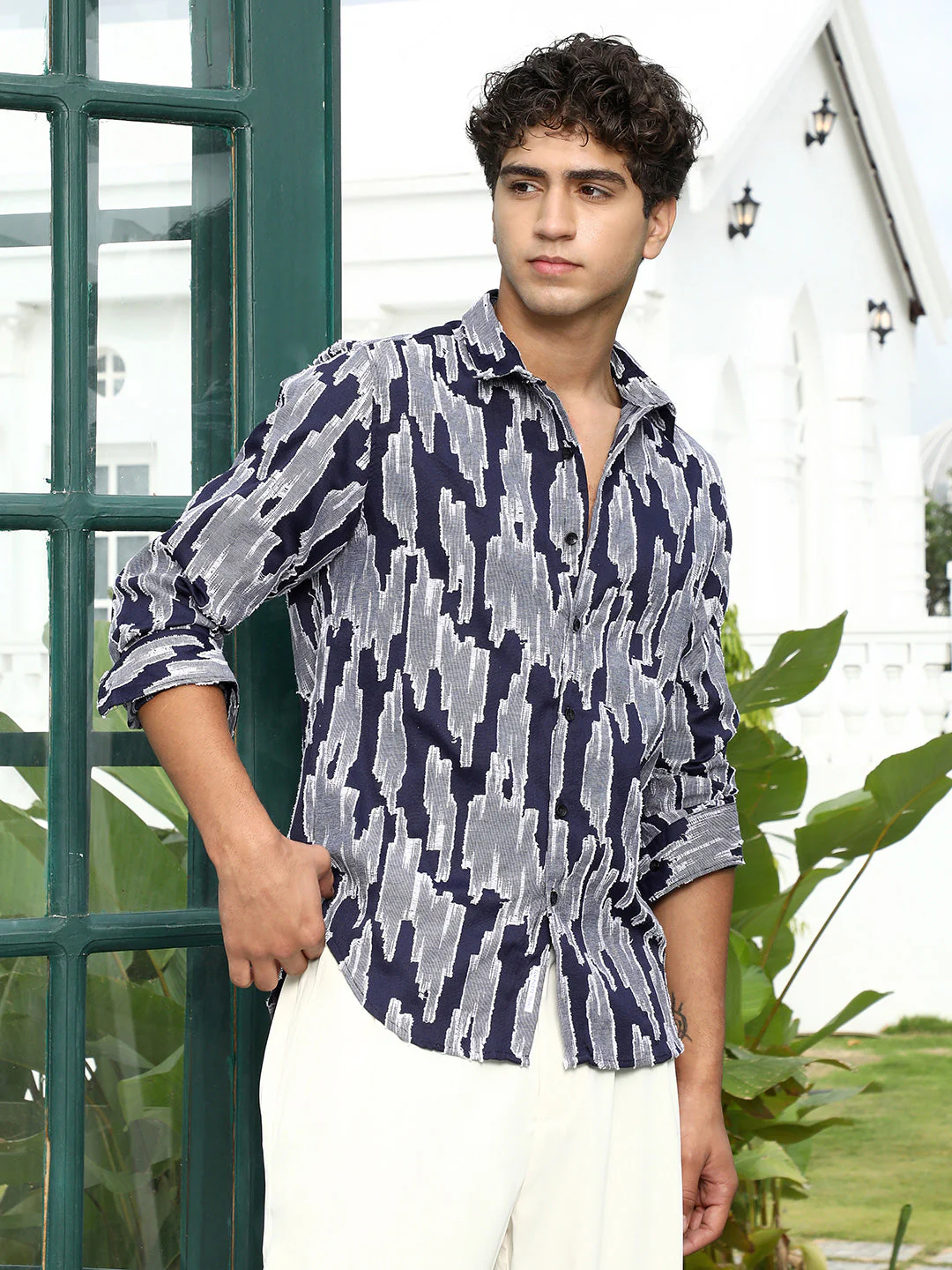 Contrast-Abstract Jacquard Shirt - Image 3