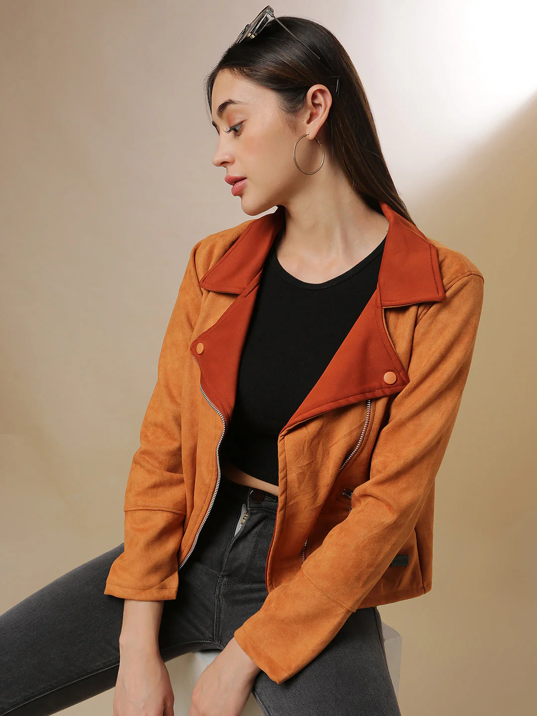 Contrast Biker Jacket