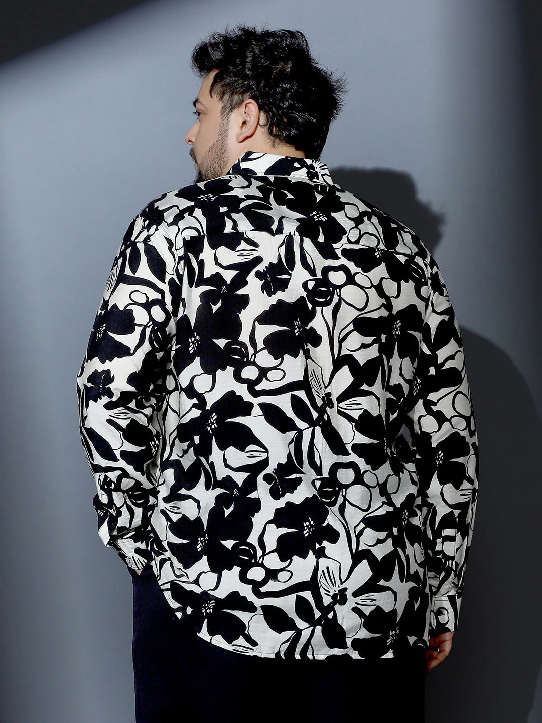 Contrast-Botanical Imprint Shirt - Image 4