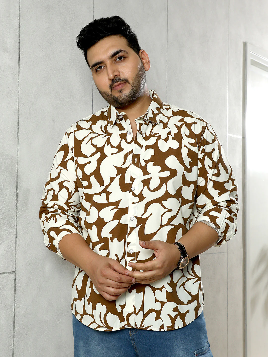 Contrast-Botanics Imprint Shirt - Image 2