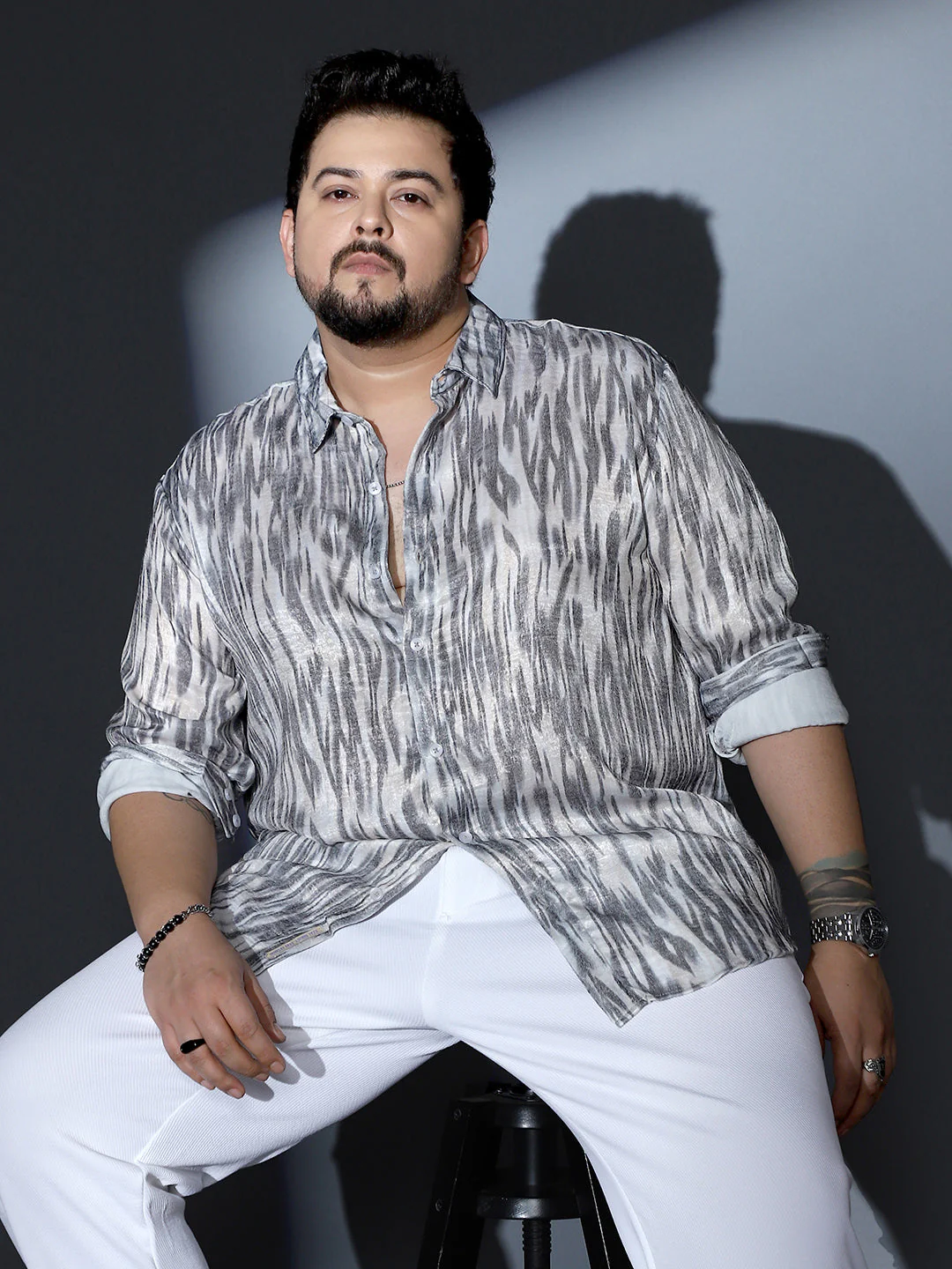 Contrast-Brush Imprint Shirt - Image 26