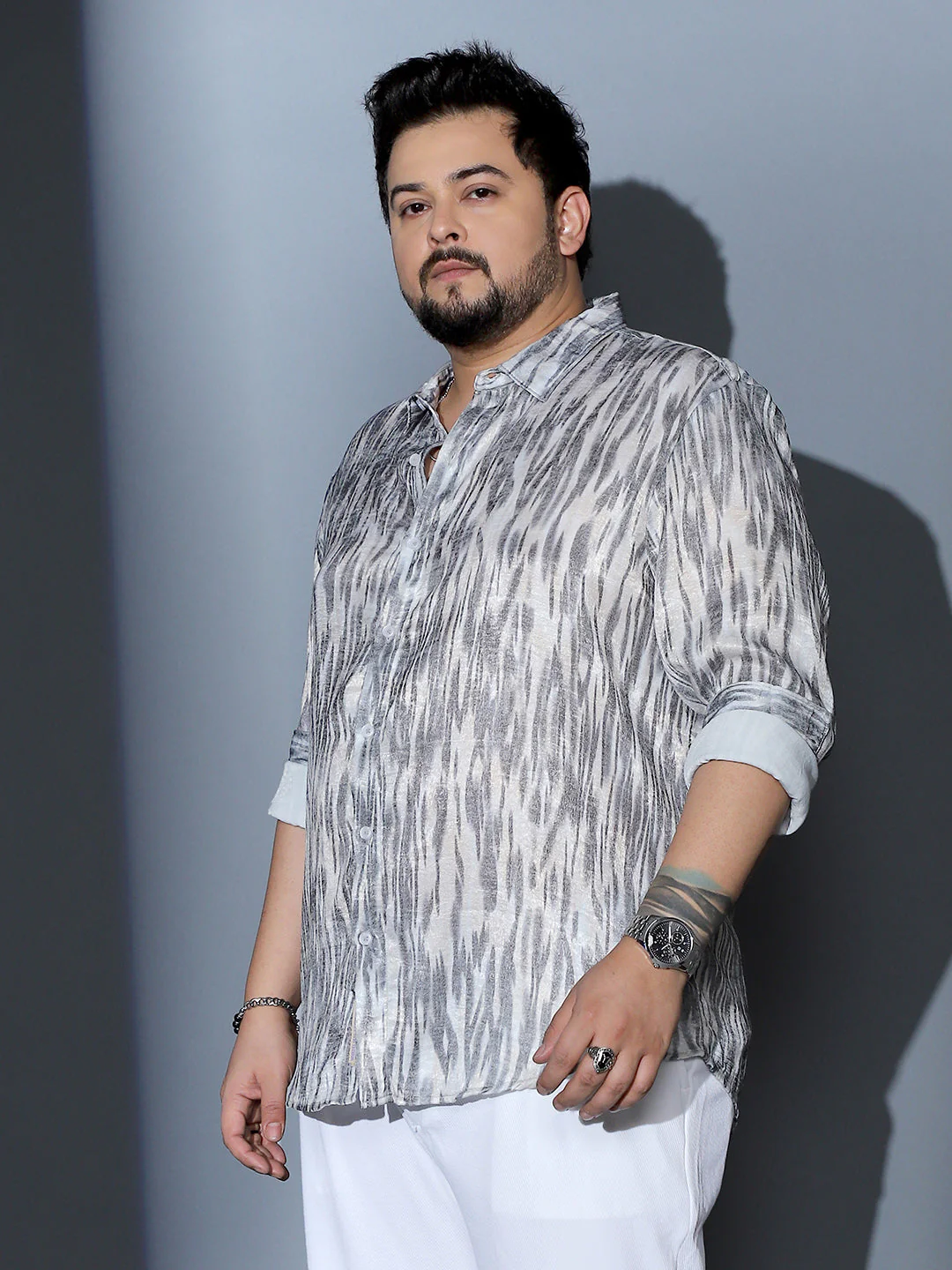Contrast-Brush Imprint Shirt - Image 3