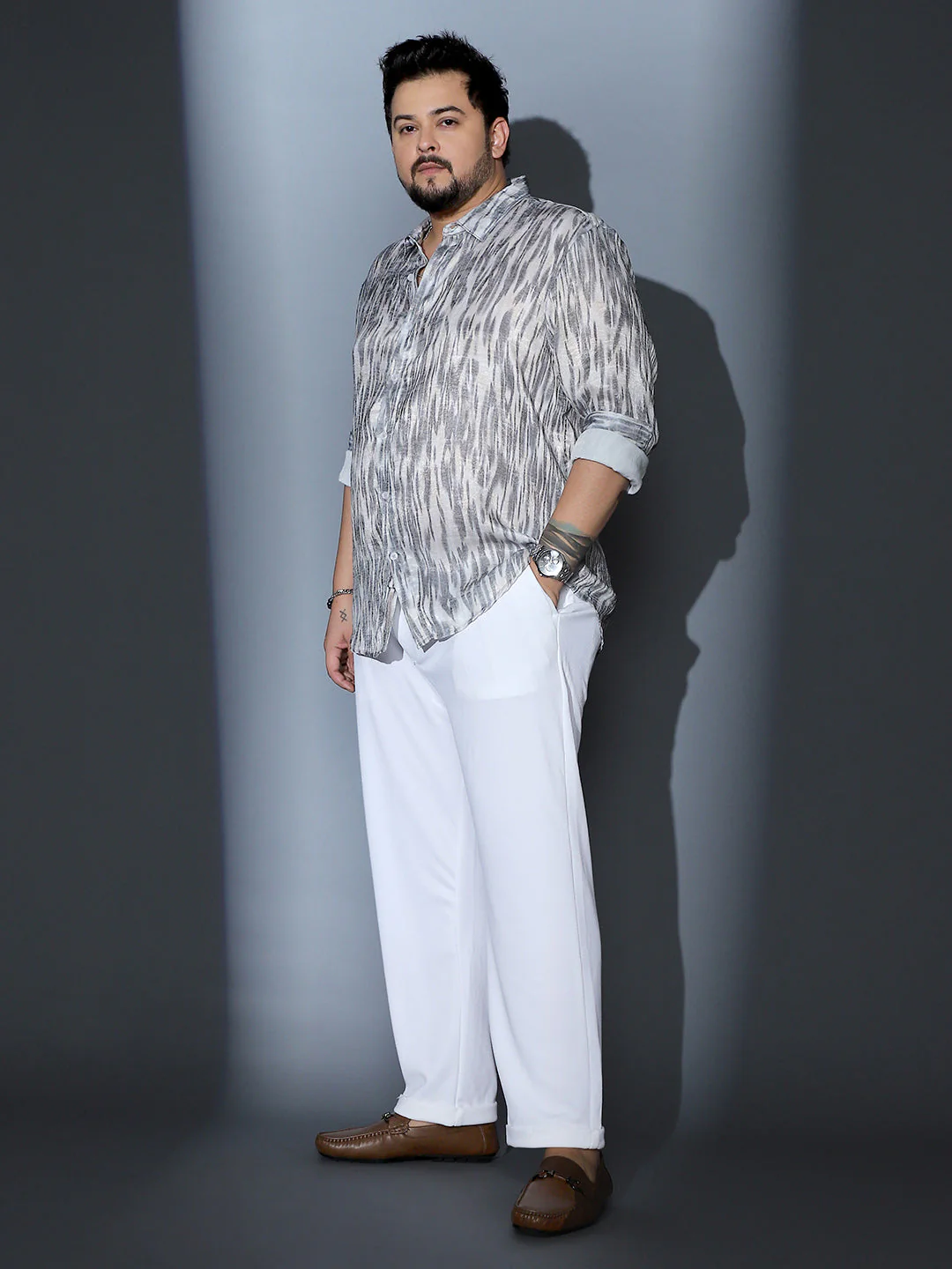 Contrast-Brush Imprint Shirt - Image 5